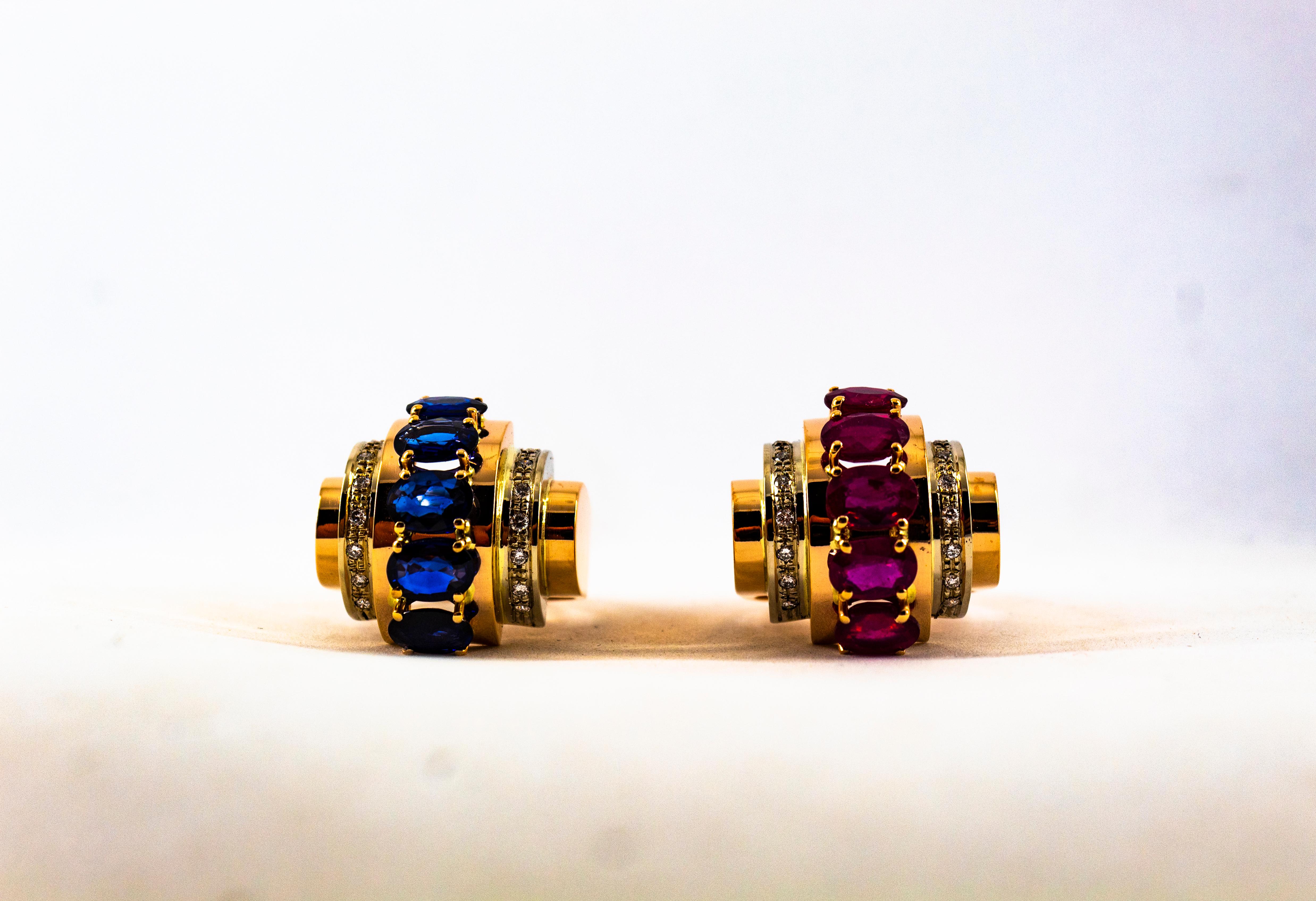 Art Deco Style 3.80 Carat White Diamond Blue Sapphire Yellow Gold Cocktail Ring For Sale 14