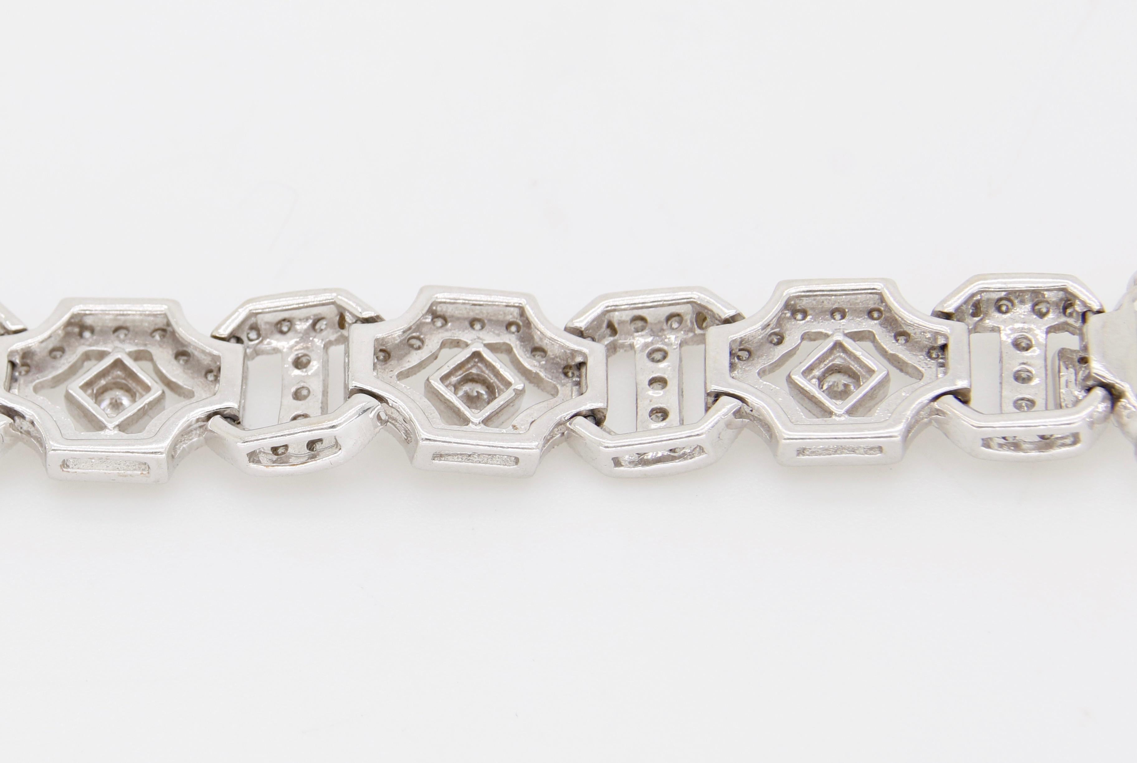 Round Cut Art Deco Style 3.85 CTW Diamond Bracelet For Sale