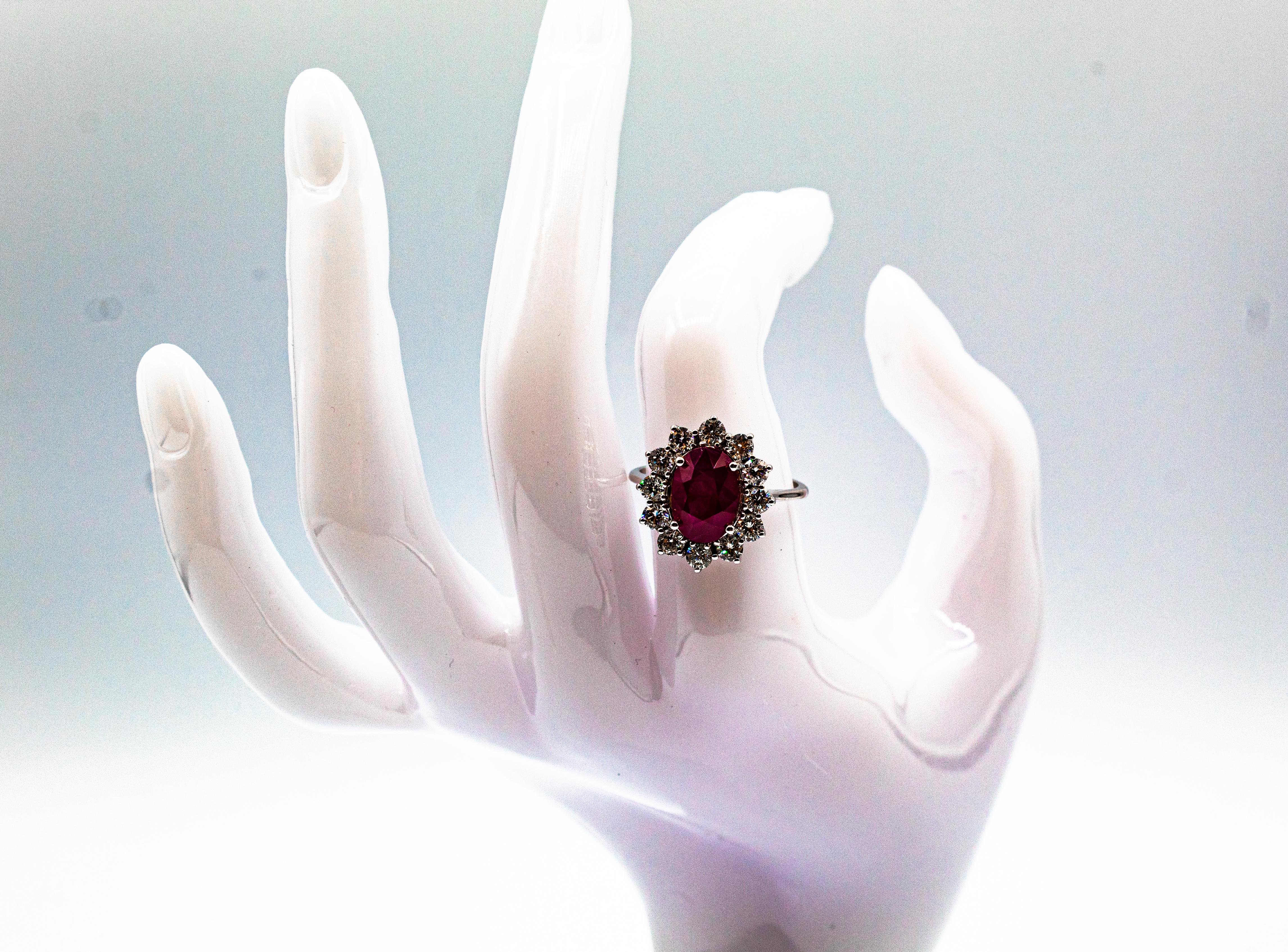Weißgold-Cocktailring im Art-déco-Stil mit 3,91 Karat Rubin und 1,16 Karat weißem Diamant im Angebot 7