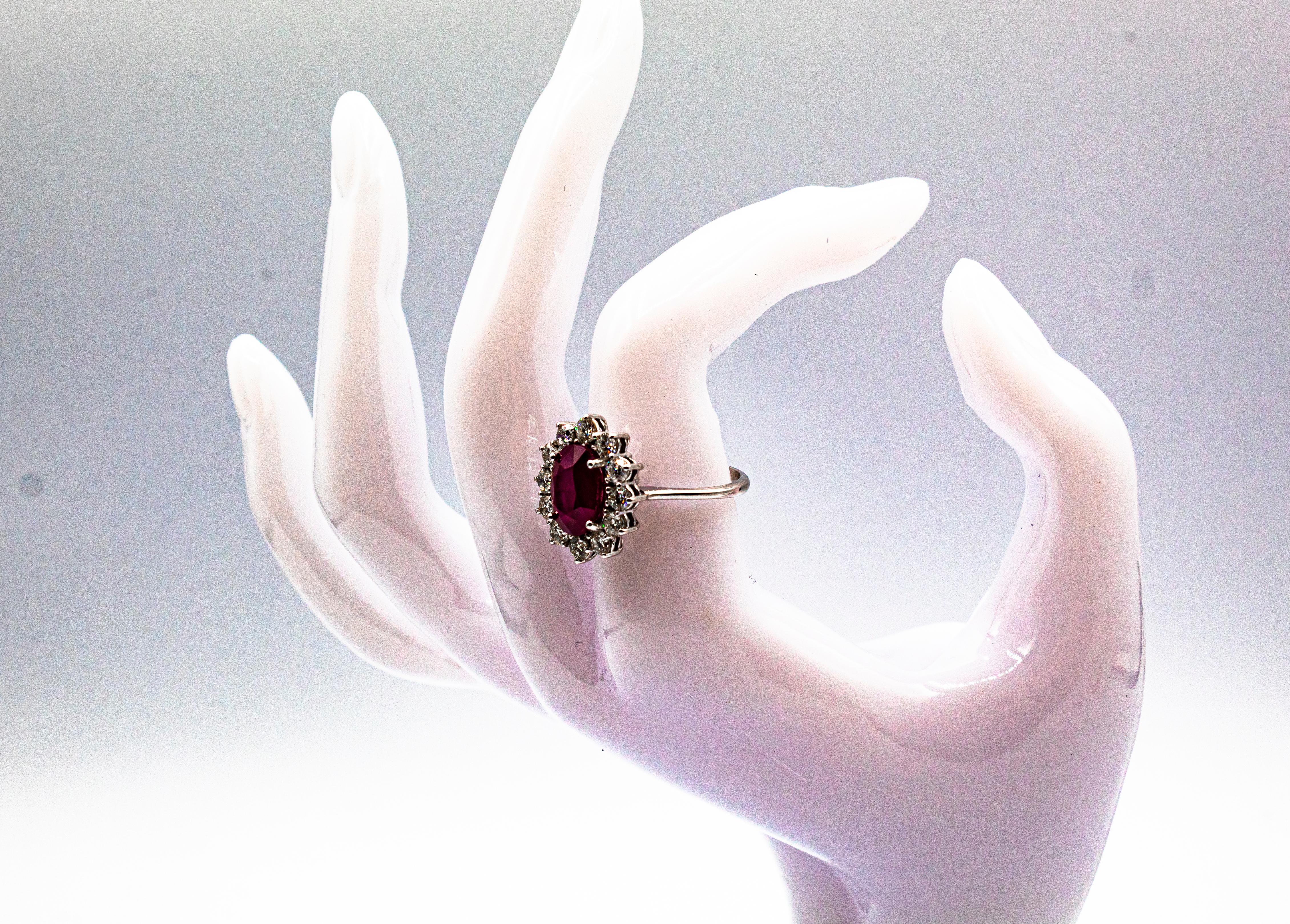 Weißgold-Cocktailring im Art-déco-Stil mit 3,91 Karat Rubin und 1,16 Karat weißem Diamant im Angebot 9