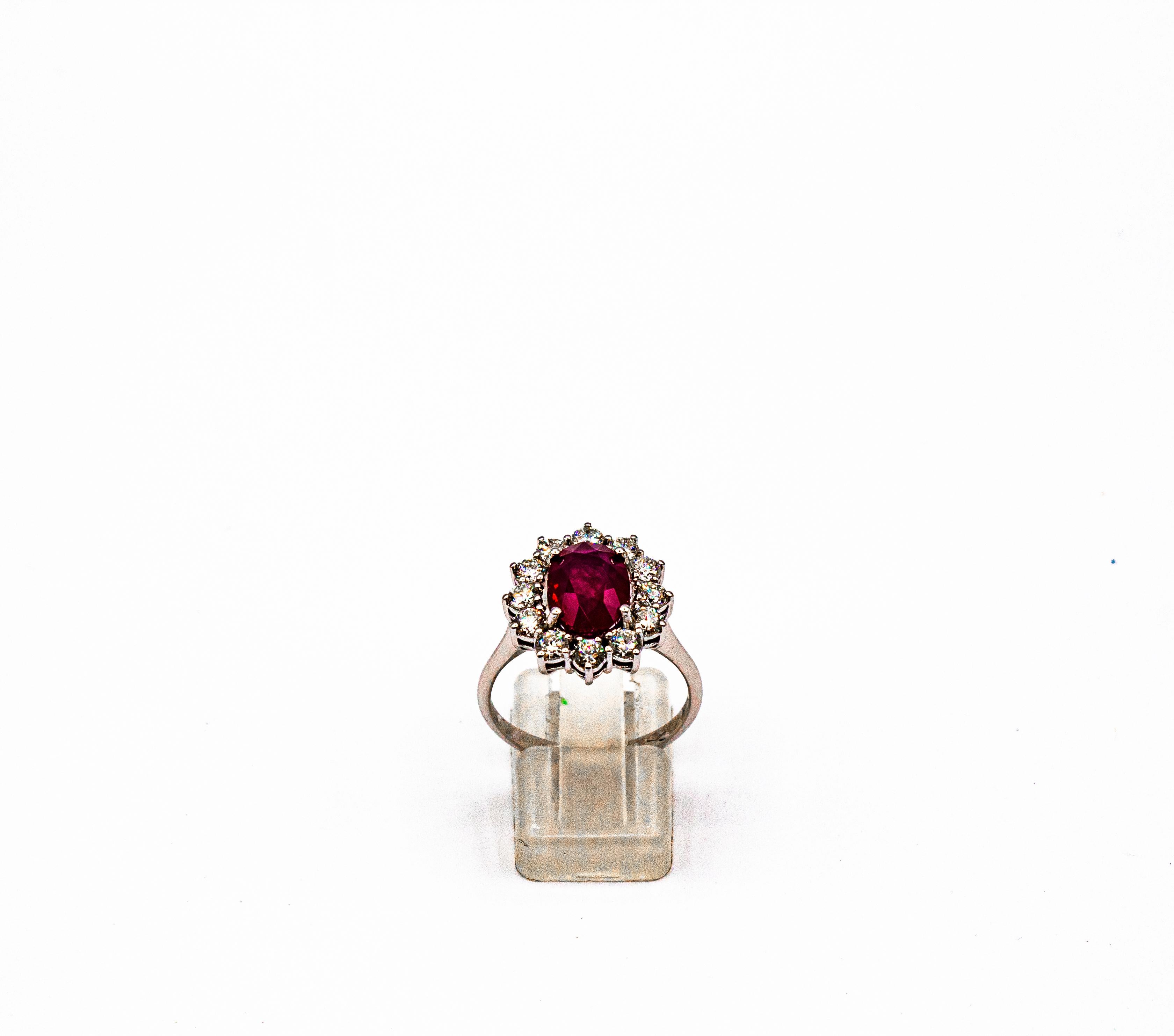 Weißgold-Cocktailring im Art-déco-Stil mit 3,91 Karat Rubin und 1,16 Karat weißem Diamant (Art déco) im Angebot