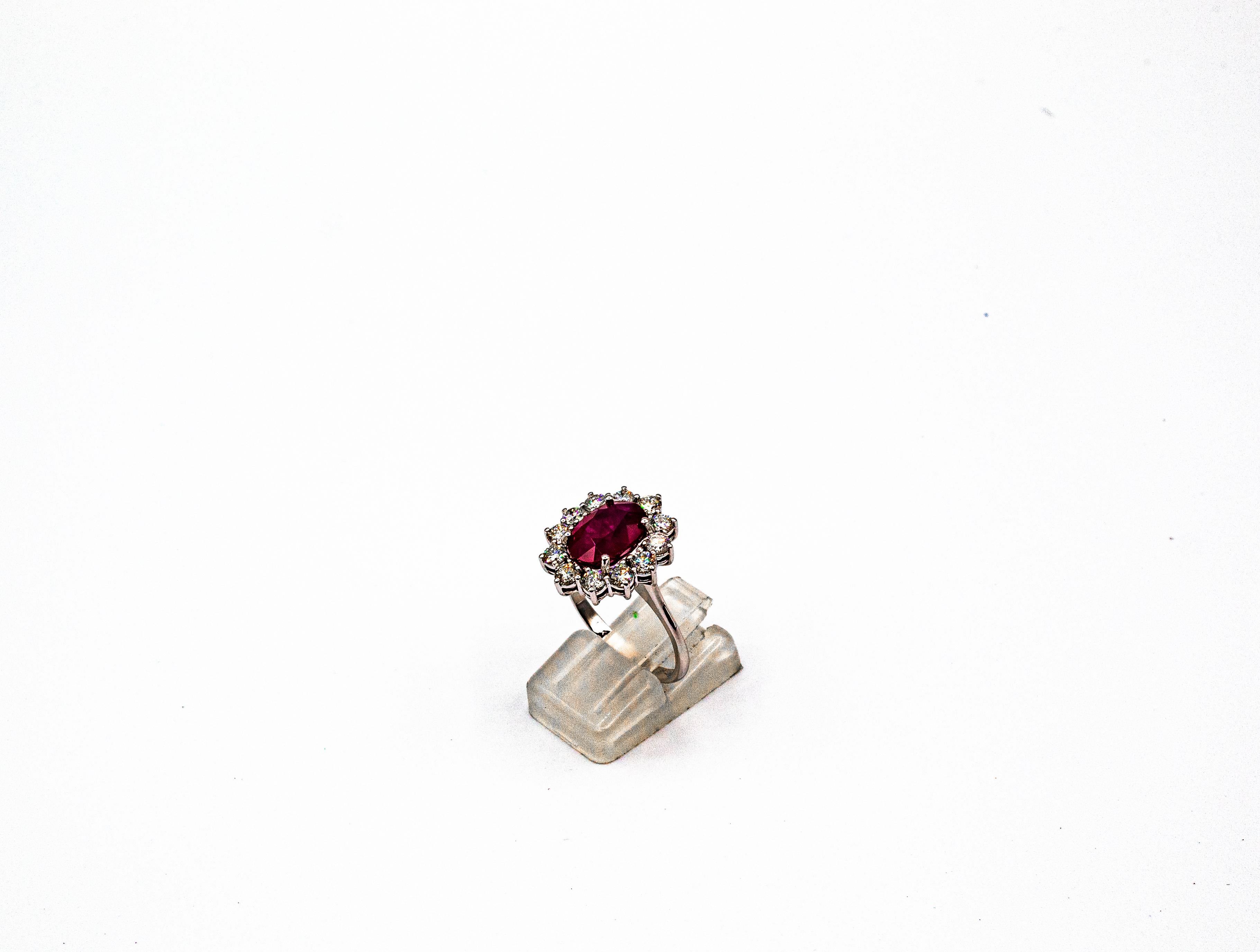 Weißgold-Cocktailring im Art-déco-Stil mit 3,91 Karat Rubin und 1,16 Karat weißem Diamant im Zustand „Neu“ im Angebot in Naples, IT
