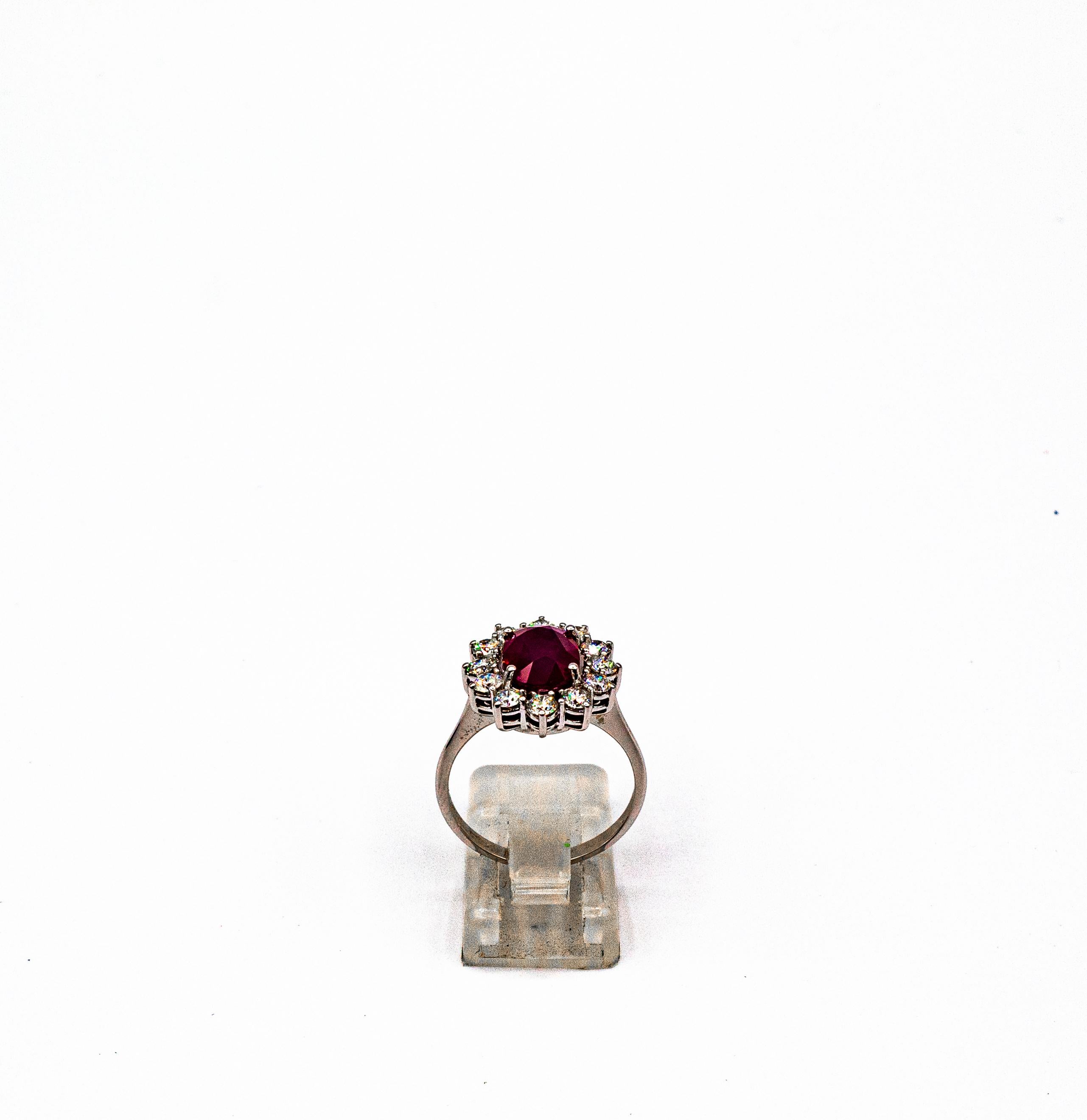 Weißgold-Cocktailring im Art-déco-Stil mit 3,91 Karat Rubin und 1,16 Karat weißem Diamant im Angebot 1