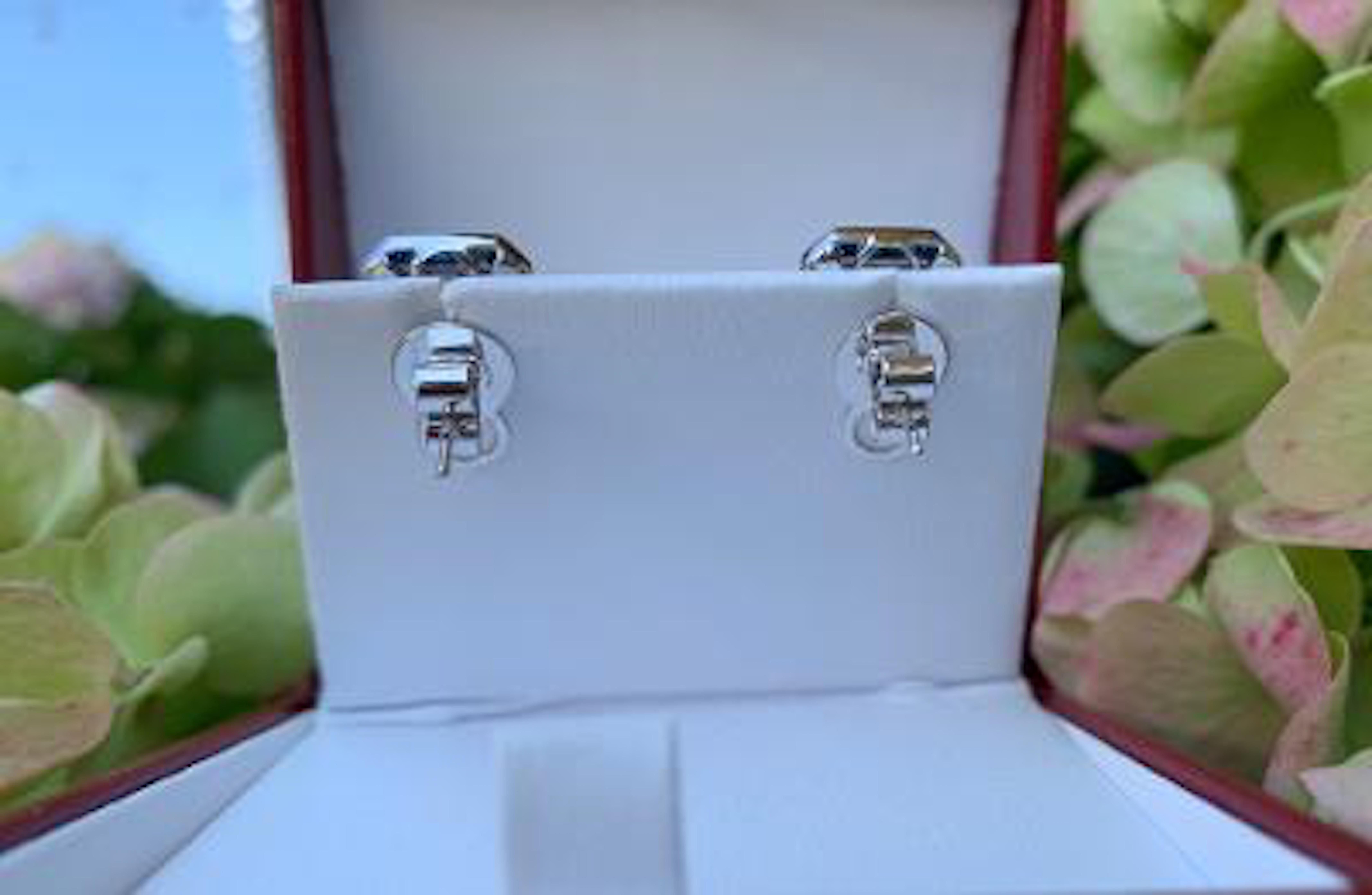 Art Deco Style 4.00 Carat Diamond and Sapphire Earrings in 18 Karat White Gold In Excellent Condition In Tustin, CA