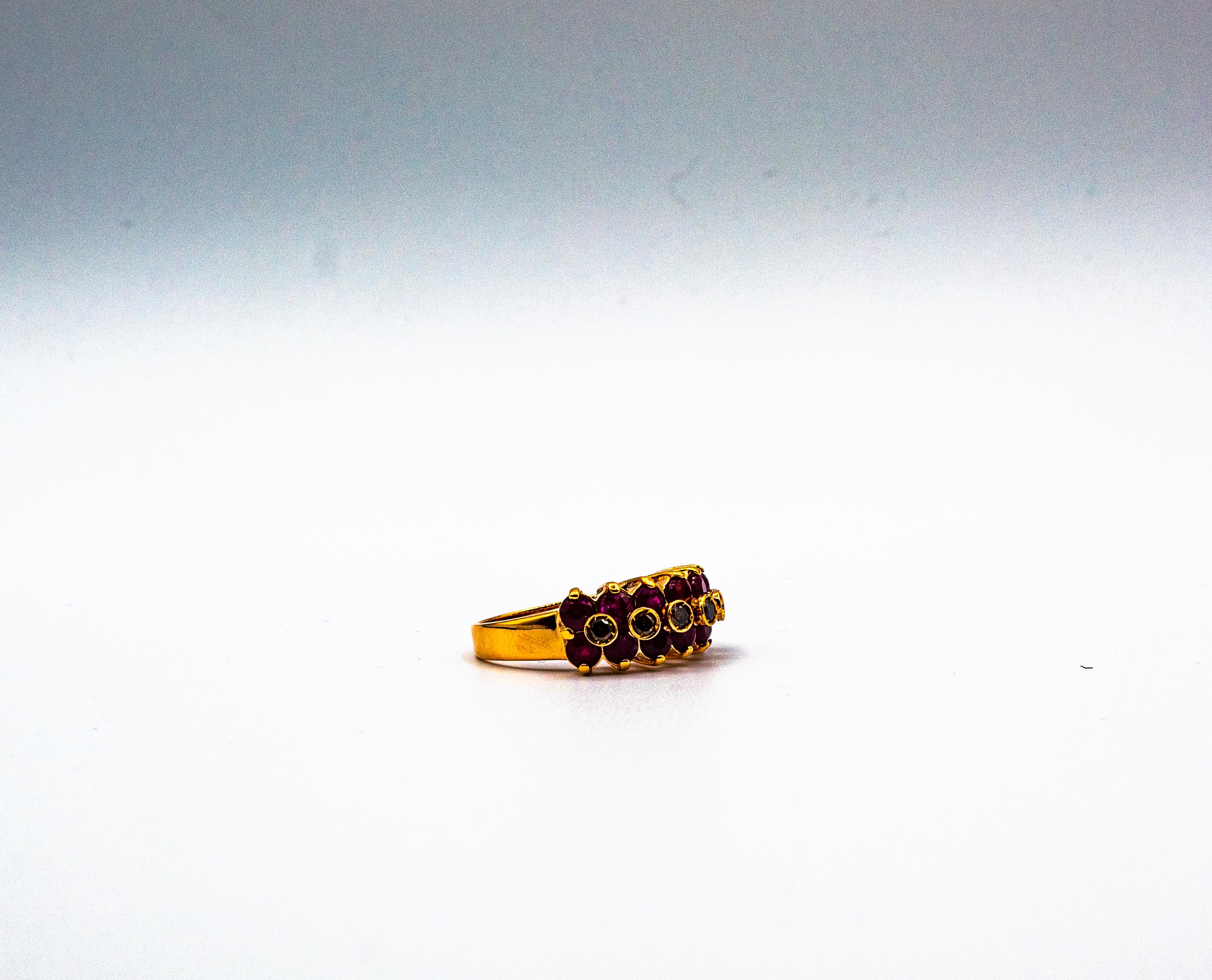 Anello da cocktail in oro giallo con diamante marrone e rubino in stile Art Déco da 4,07 carati in vendita 6