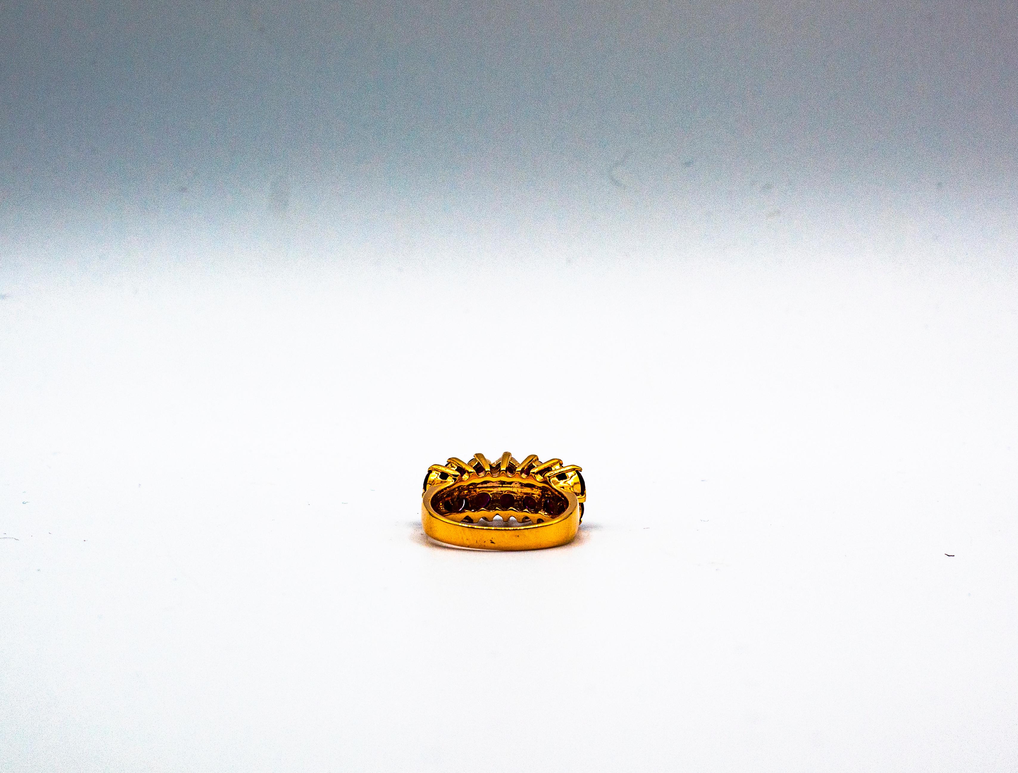 Anello da cocktail in oro giallo con diamante marrone e rubino in stile Art Déco da 4,07 carati in vendita 7