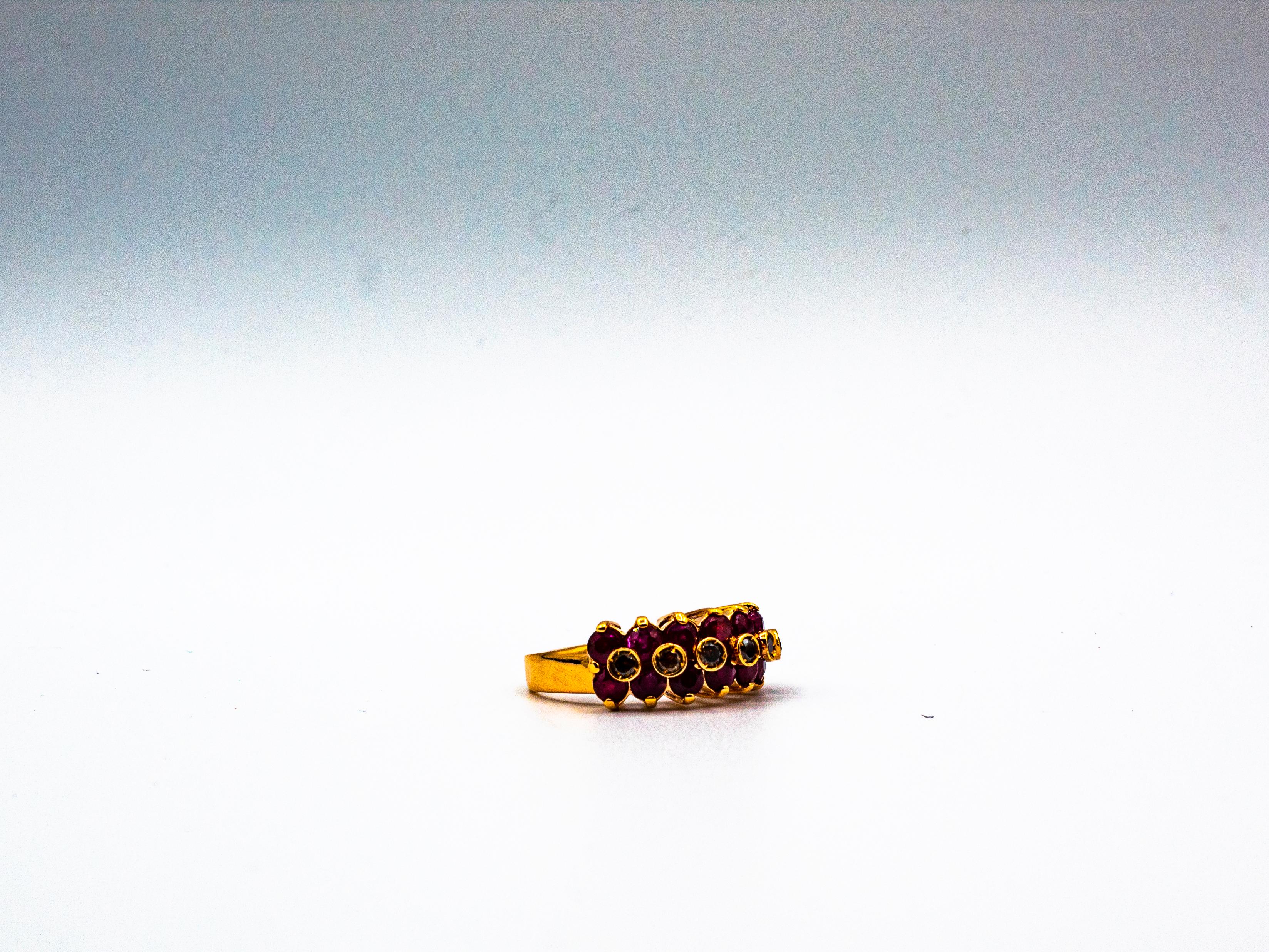 Anello da cocktail in oro giallo con diamante marrone e rubino in stile Art Déco da 4,07 carati in vendita 8