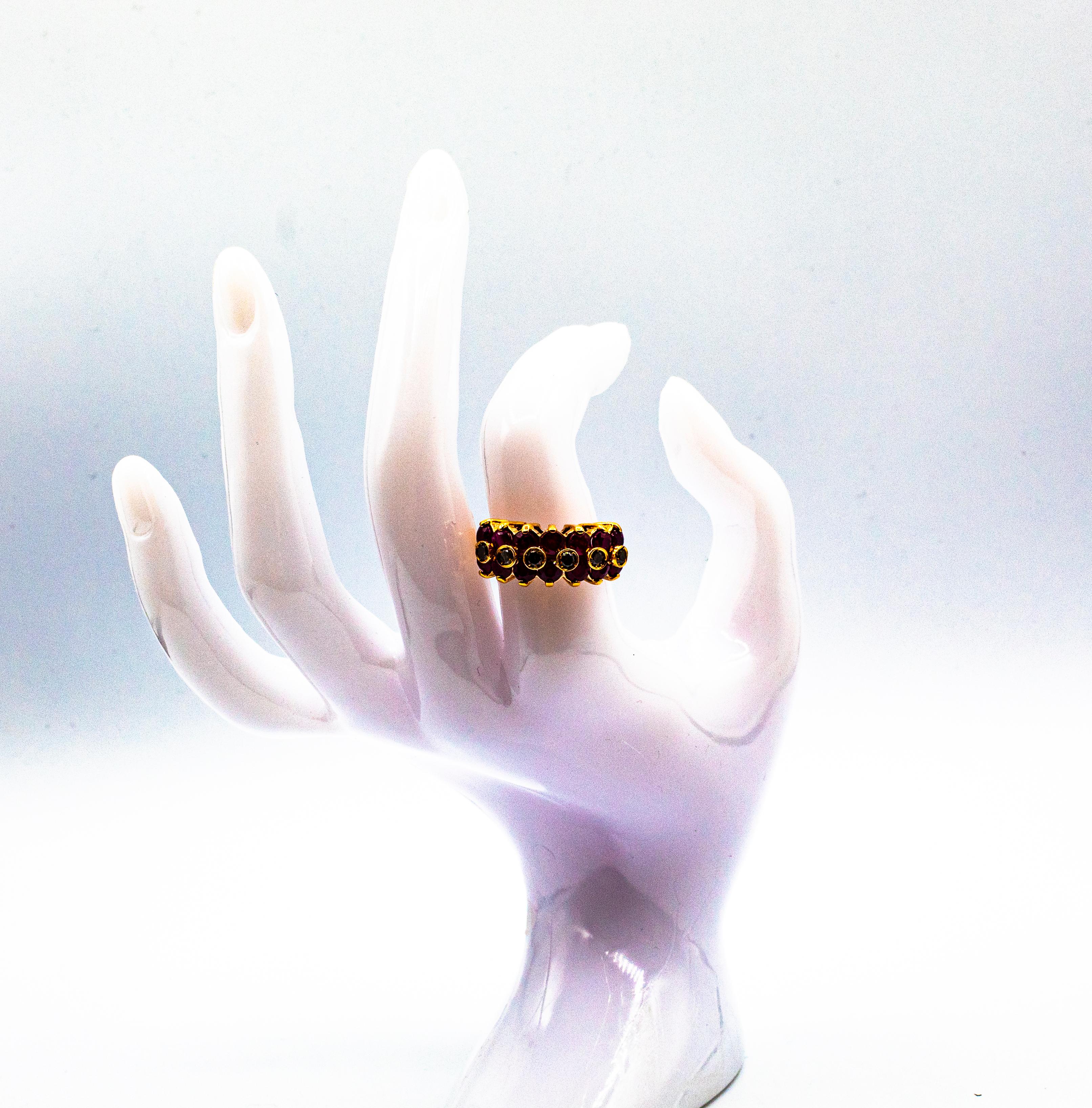 Anello da cocktail in oro giallo con diamante marrone e rubino in stile Art Déco da 4,07 carati in vendita 9