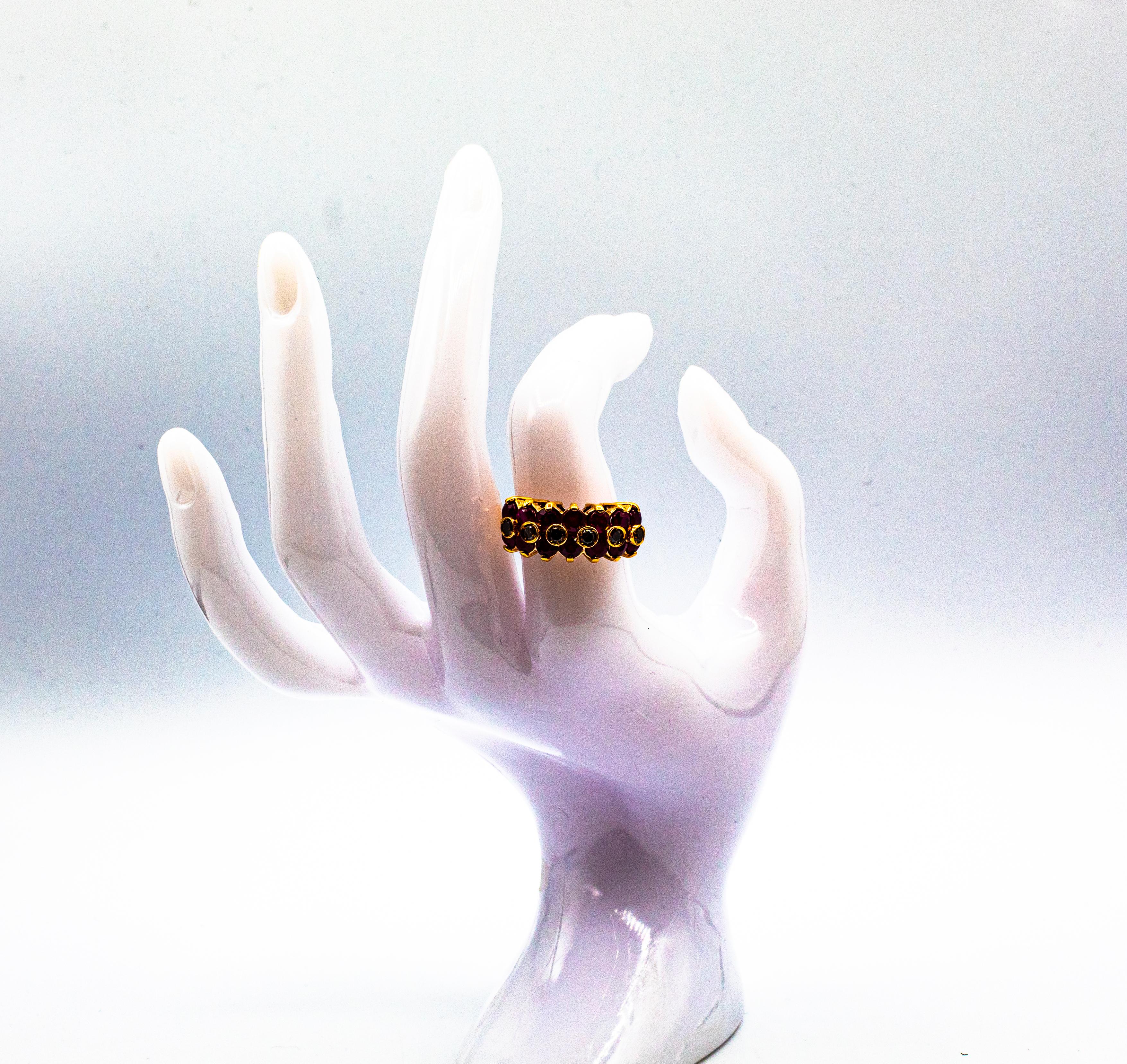 Anello da cocktail in oro giallo con diamante marrone e rubino in stile Art Déco da 4,07 carati in vendita 10