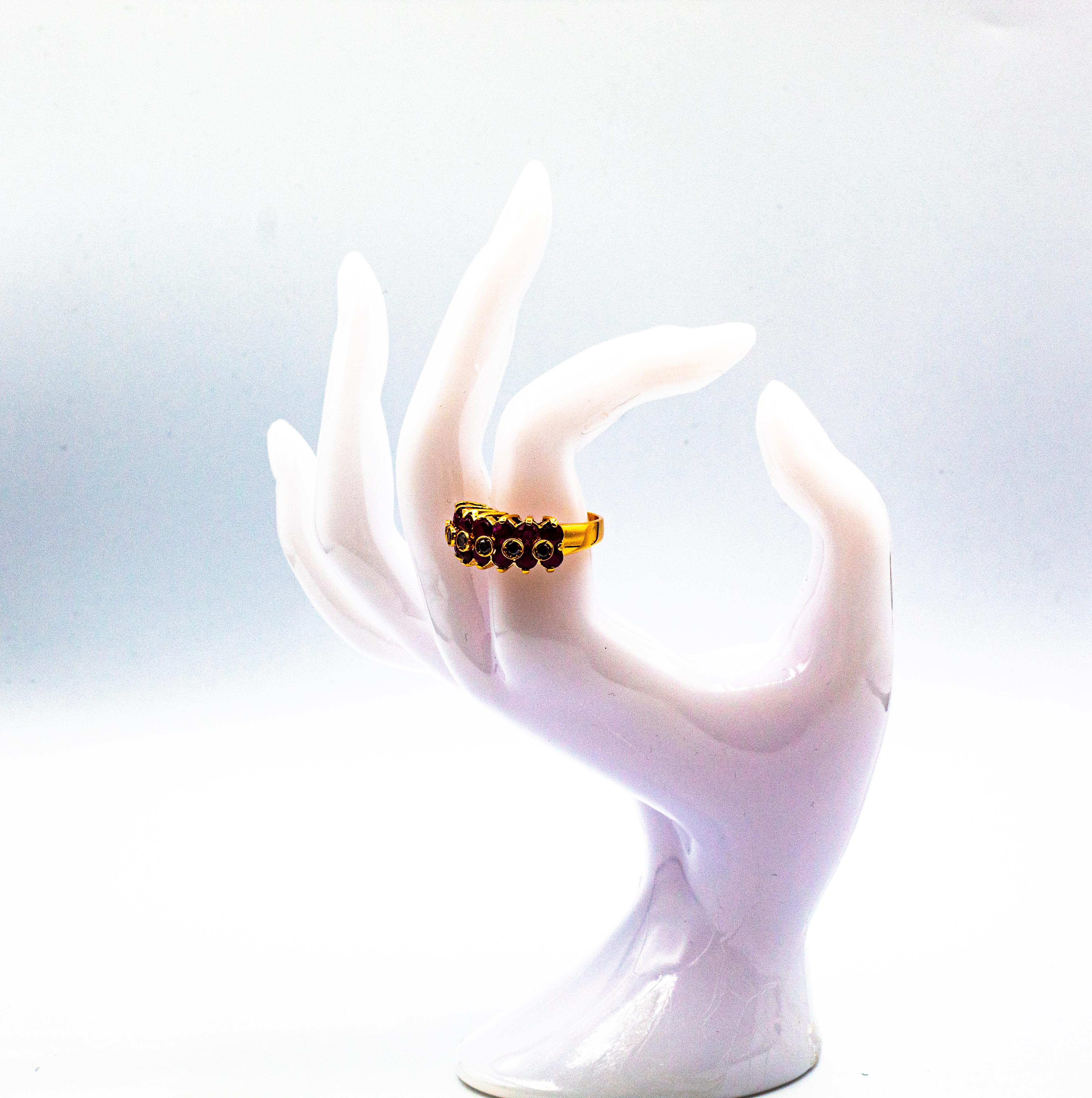 Anello da cocktail in oro giallo con diamante marrone e rubino in stile Art Déco da 4,07 carati in vendita 11