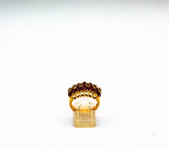 Art Deco Style 4.07 Carat Brown Diamond Ruby Yellow Gold Cocktail Ring