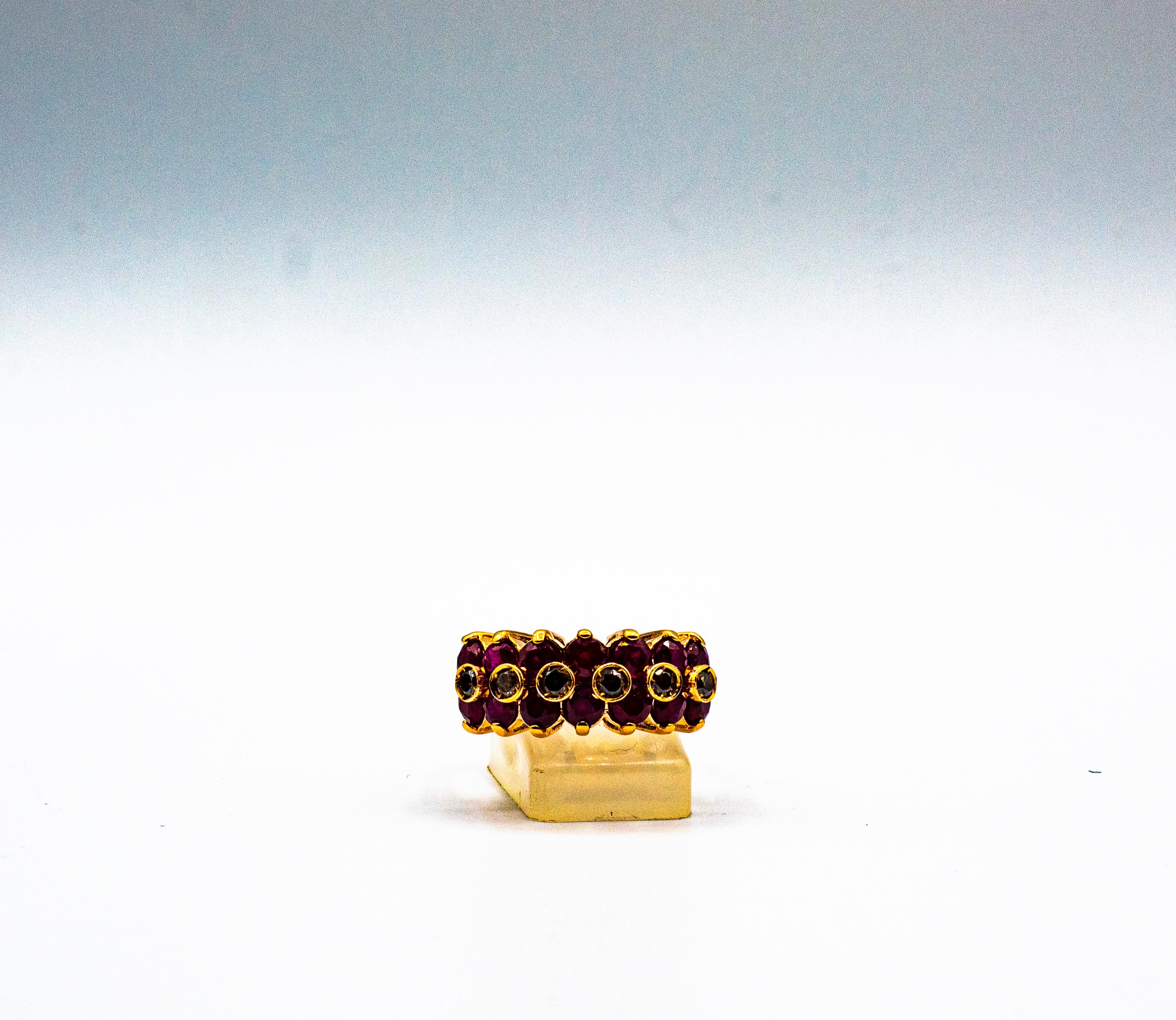 Anello da cocktail in oro giallo con diamante marrone e rubino in stile Art Déco da 4,07 carati in vendita 1