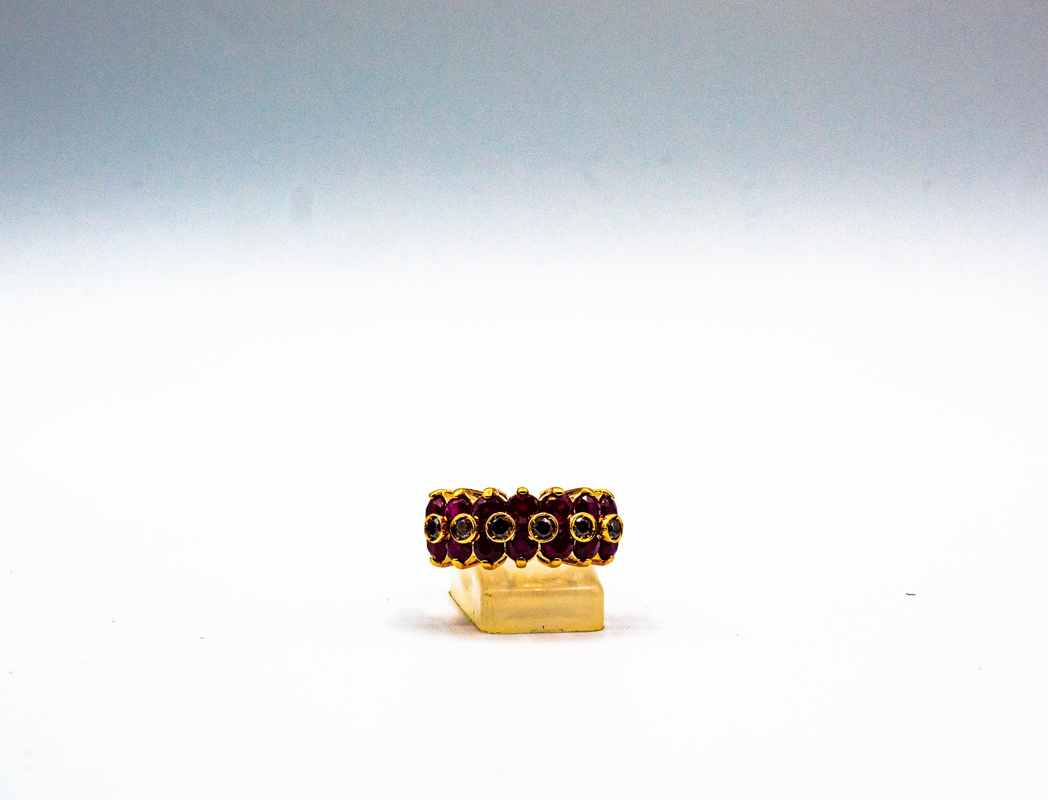 Anello da cocktail in oro giallo con diamante marrone e rubino in stile Art Déco da 4,07 carati in vendita 2