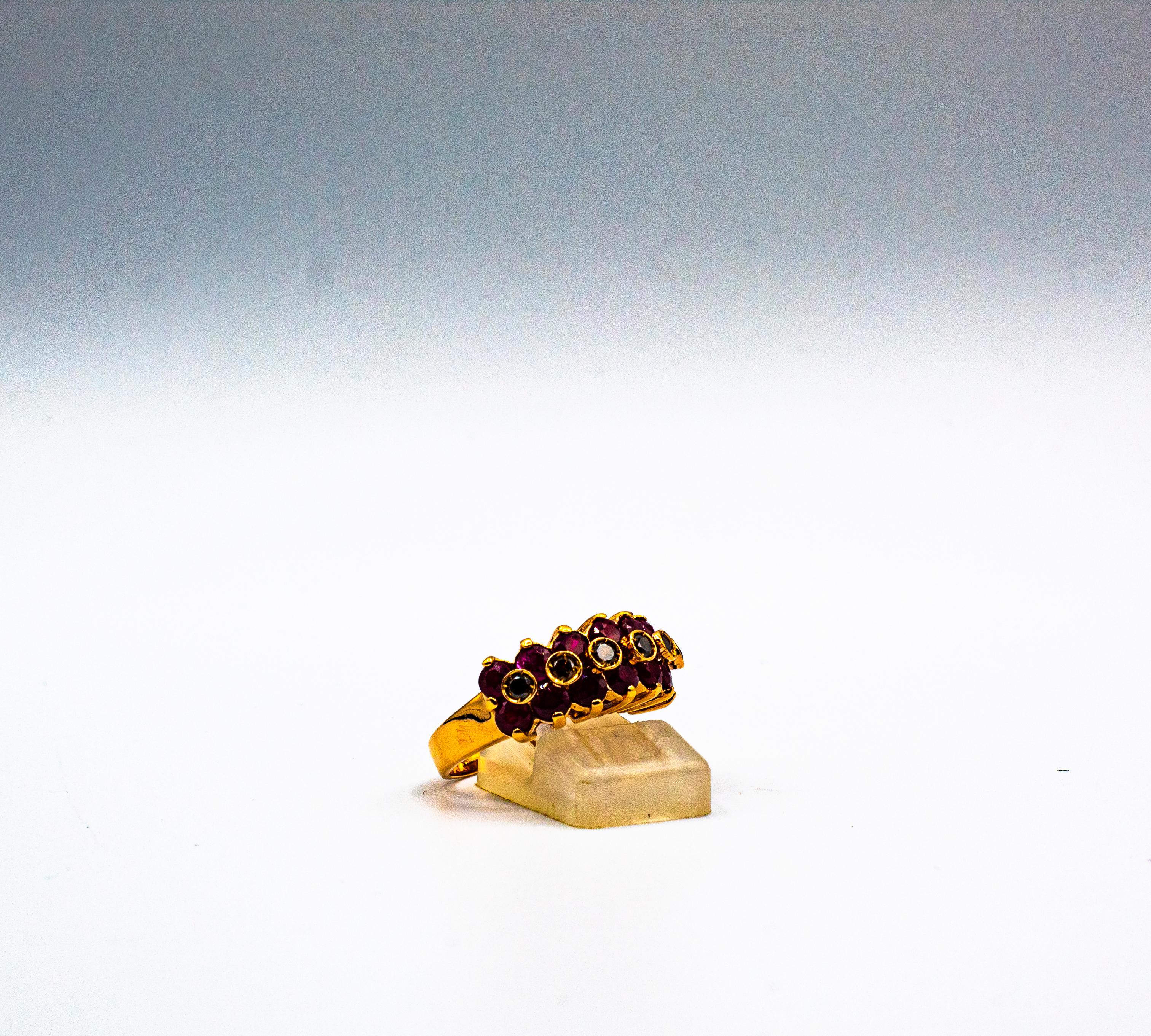 Anello da cocktail in oro giallo con diamante marrone e rubino in stile Art Déco da 4,07 carati in vendita 3