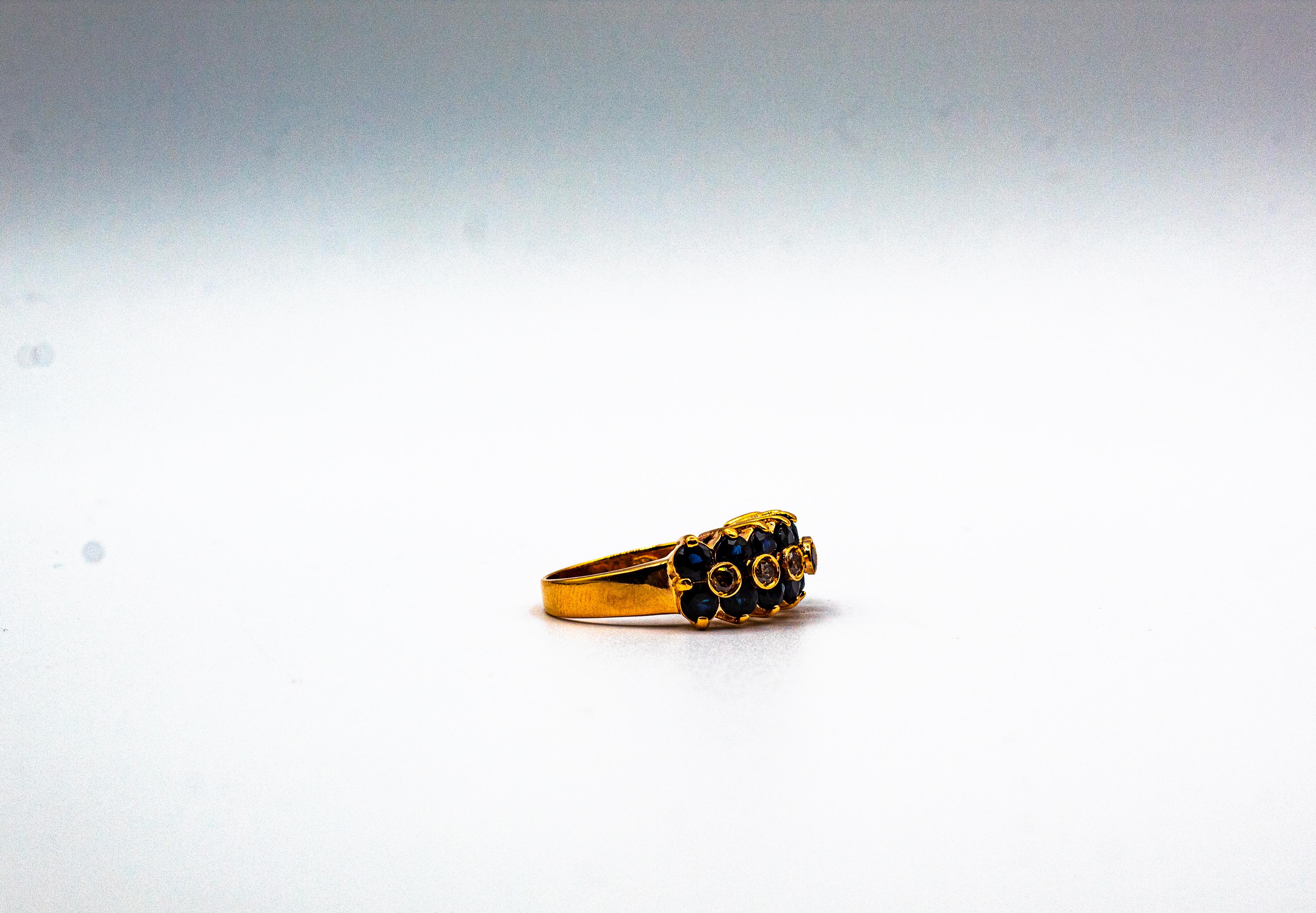 Art Deco Stil 4,17 Karat Brown Diamant Blau Saphir Gelbgold Cocktail Ring im Angebot 8