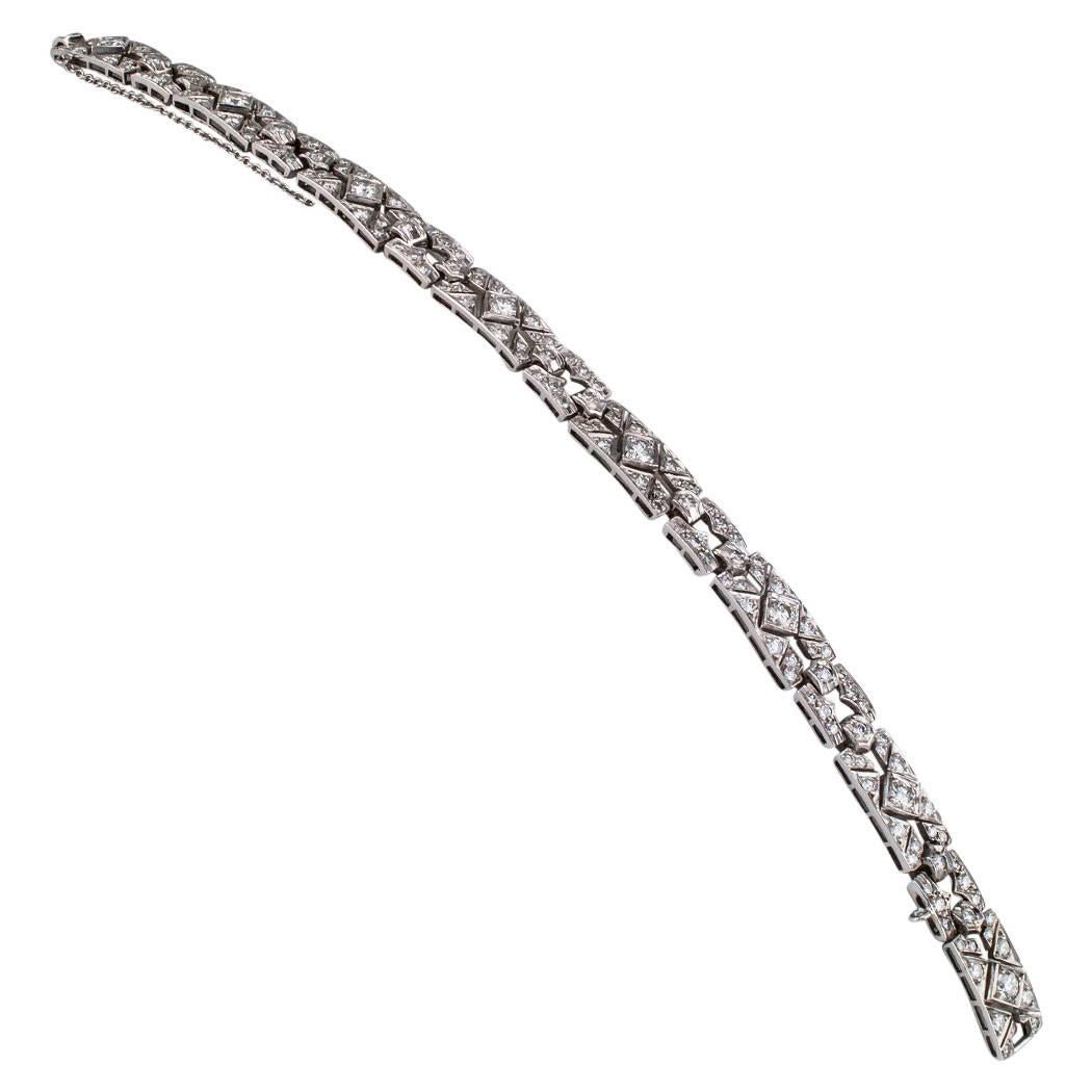  Art Deco Style  4.25 Carat Diamond Platinum Bracelet In Excellent Condition In Los Angeles, CA