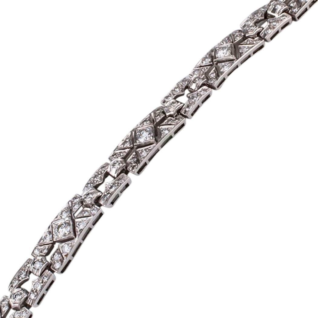 Women's  Art Deco Style  4.25 Carat Diamond Platinum Bracelet