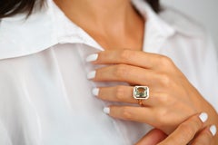 Art Deco Style 4.50 Carat Green Amethyst 14k Gold Cocktail Ring