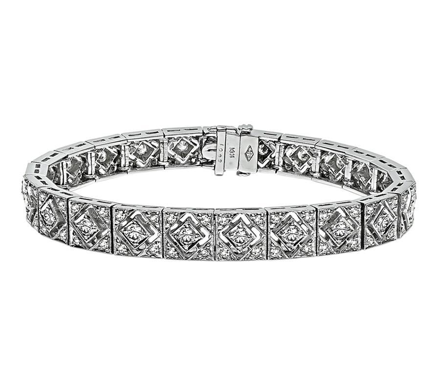 Pulsera de Oro con Diamantes Estilo Art Déco 4,60 ct Art Decó en venta