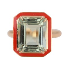 Bague cocktail en or 14 carats avec améthyste de 4,65 carats, style Art déco