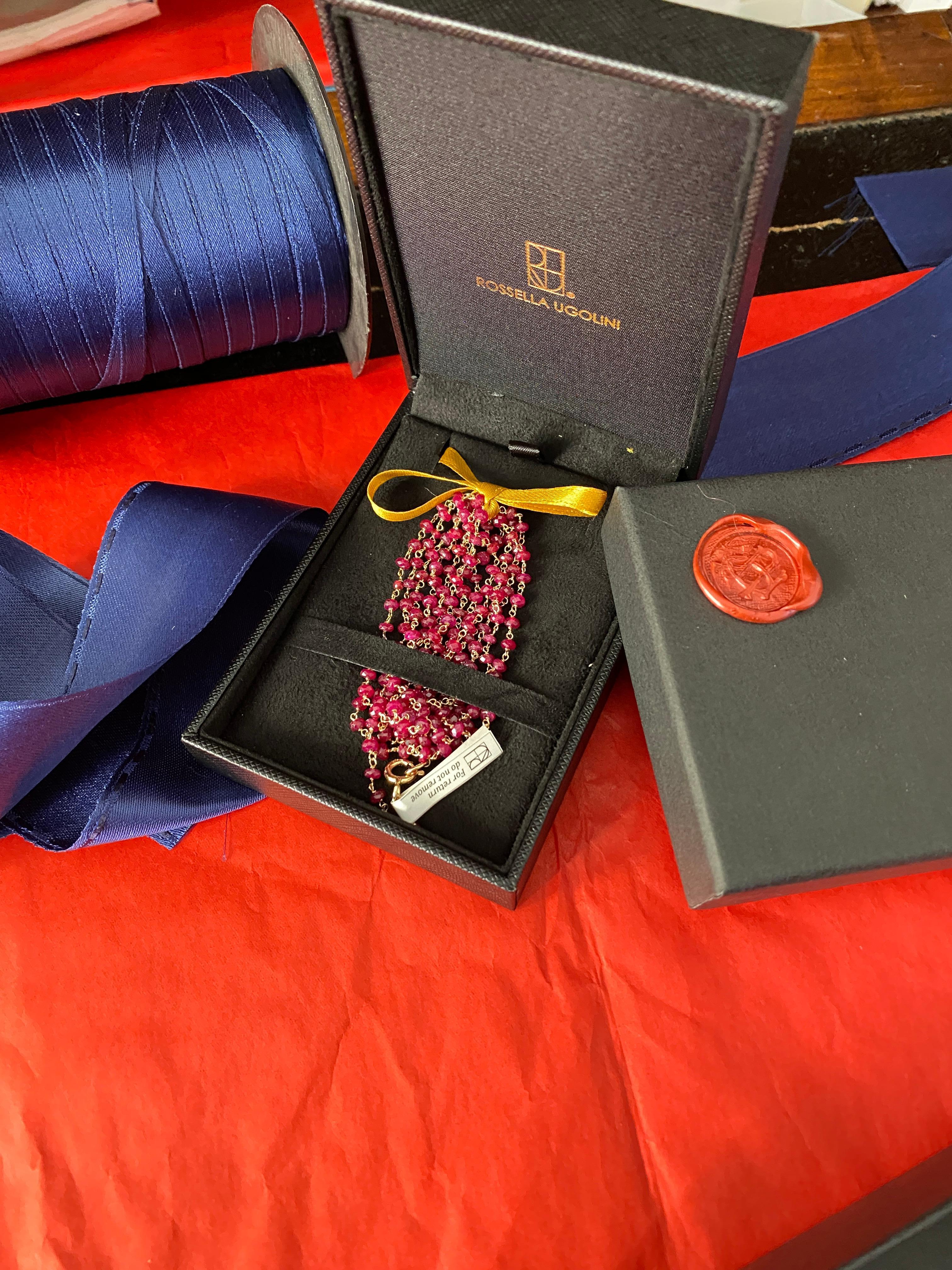 Collier à maillons en or jaune 18 carats et rubis rouge 48,40 carats de style Art déco en vente 13