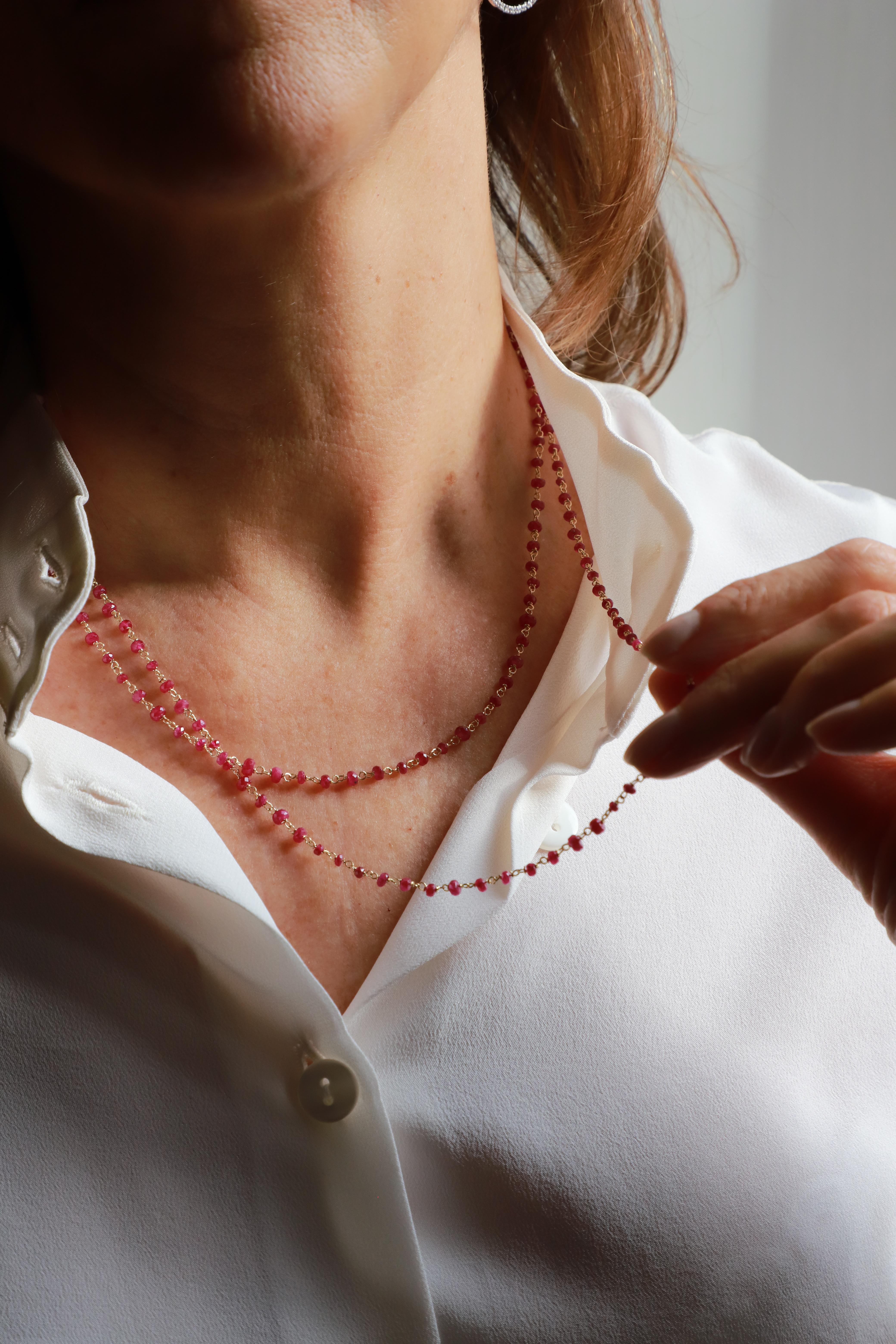 Collier à maillons en or jaune 18 carats et rubis rouge 48,40 carats de style Art déco en vente 8