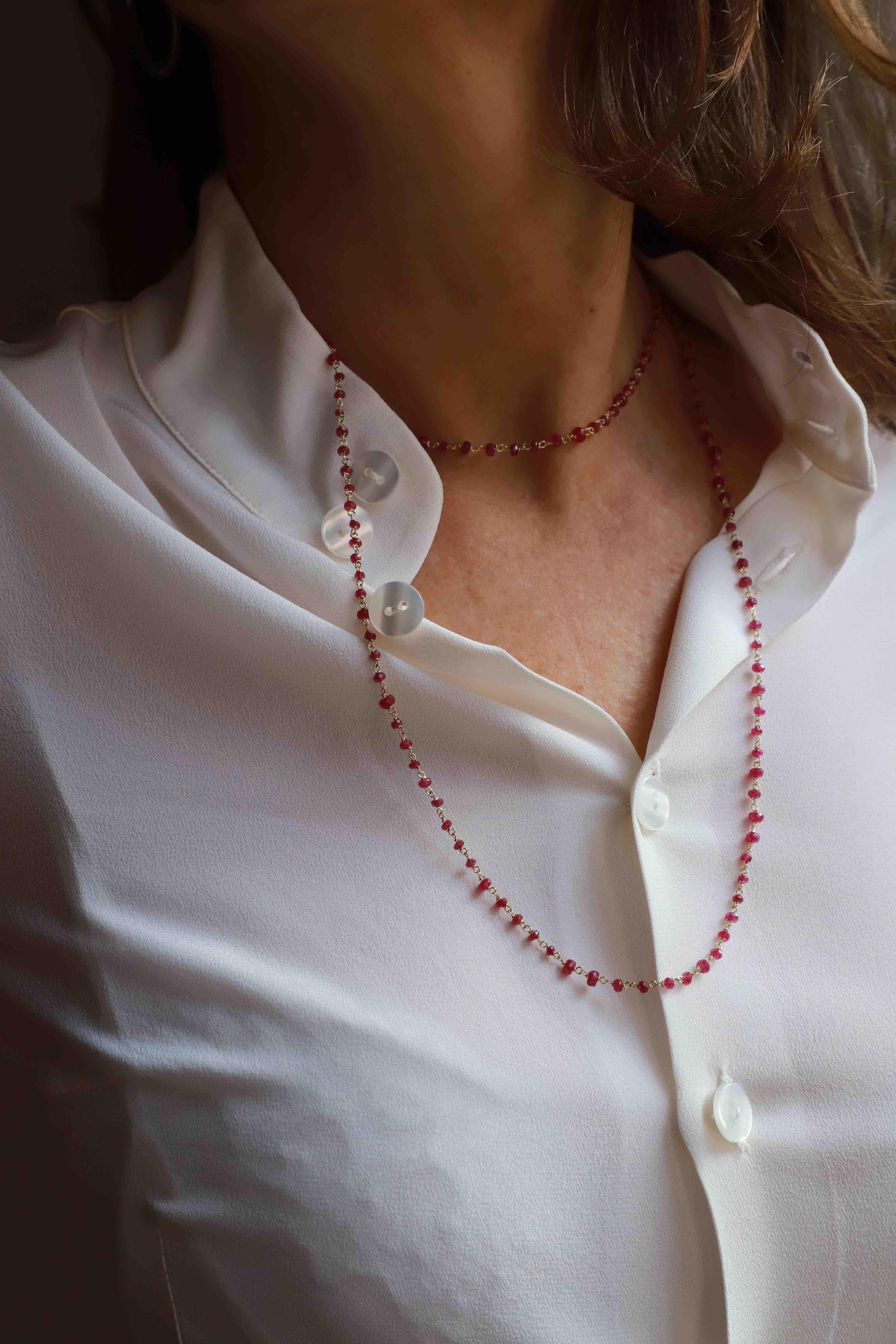 Collier à maillons en or jaune 18 carats et rubis rouge 48,40 carats de style Art déco en vente 1