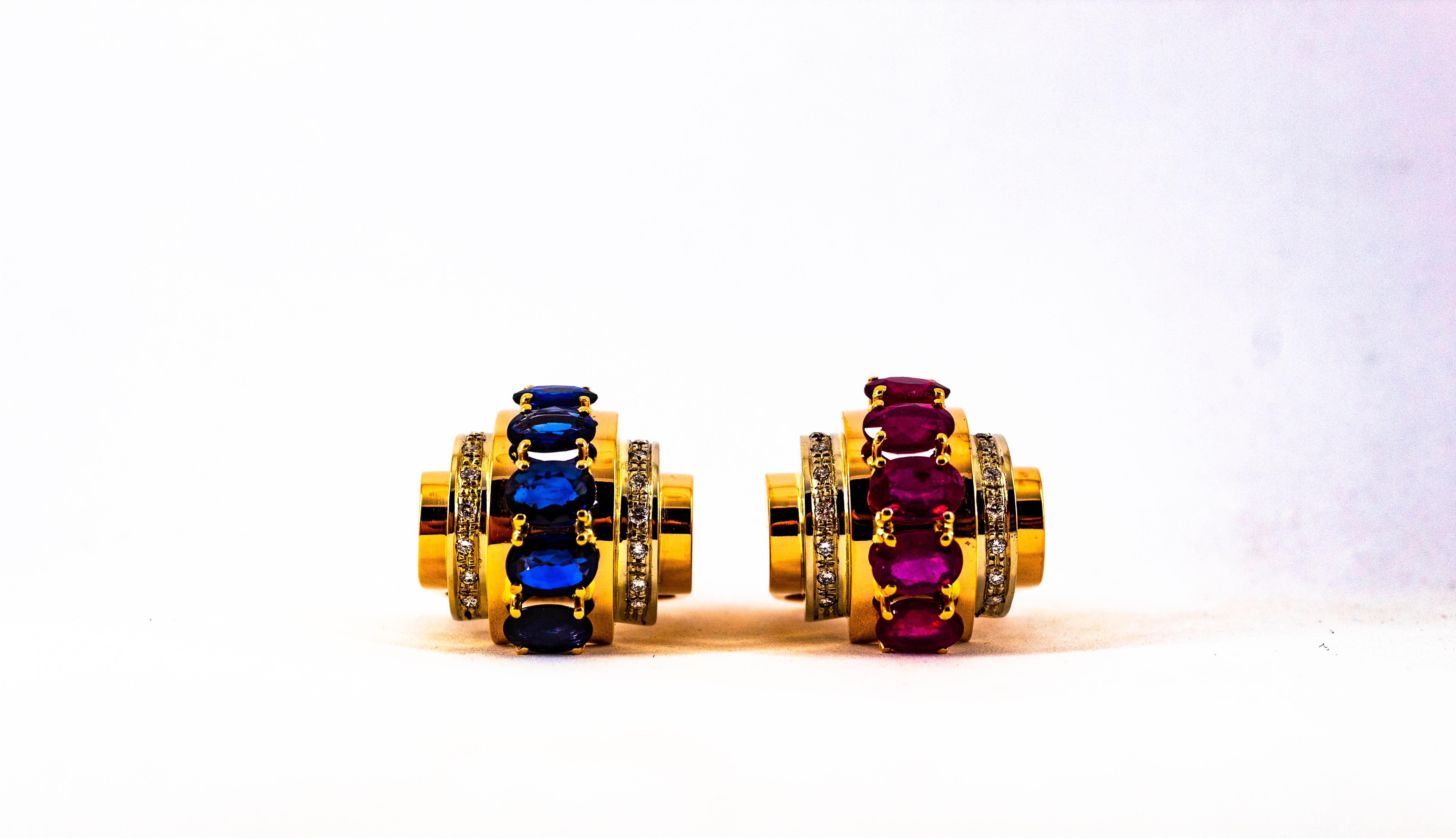 Art Deco Style 5.30 Carat White Diamond Oval Cut Ruby Yellow Gold Cocktail Ring For Sale 14