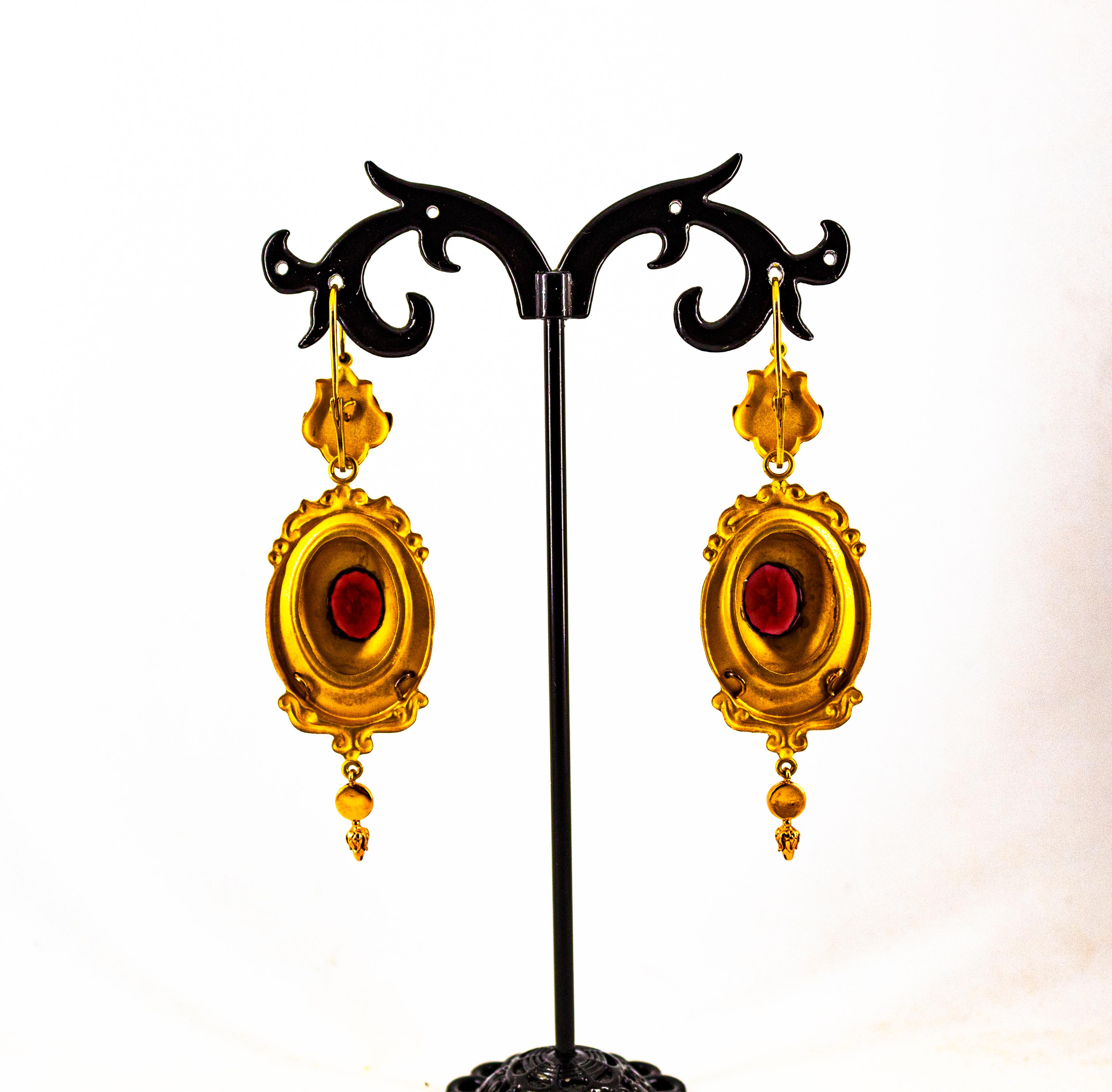 Orecchini in oro giallo con smeraldo e granato turchese in stile Art Deco da 5,80 carati in vendita 4