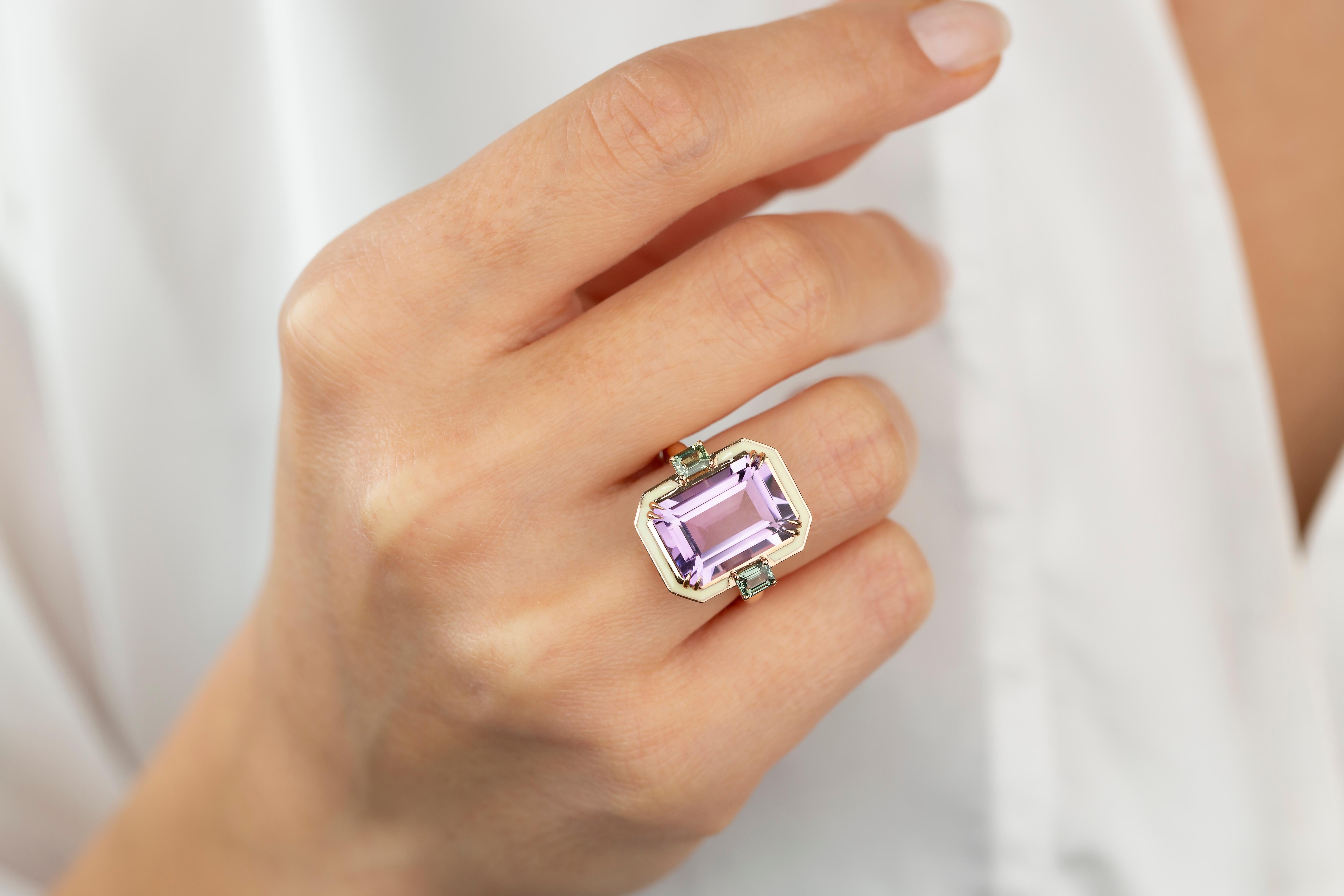 For Sale:  Art Deco Style 5.95 Ct. Amethyst and Sapphire 14K Gold Cocktail Ring 3
