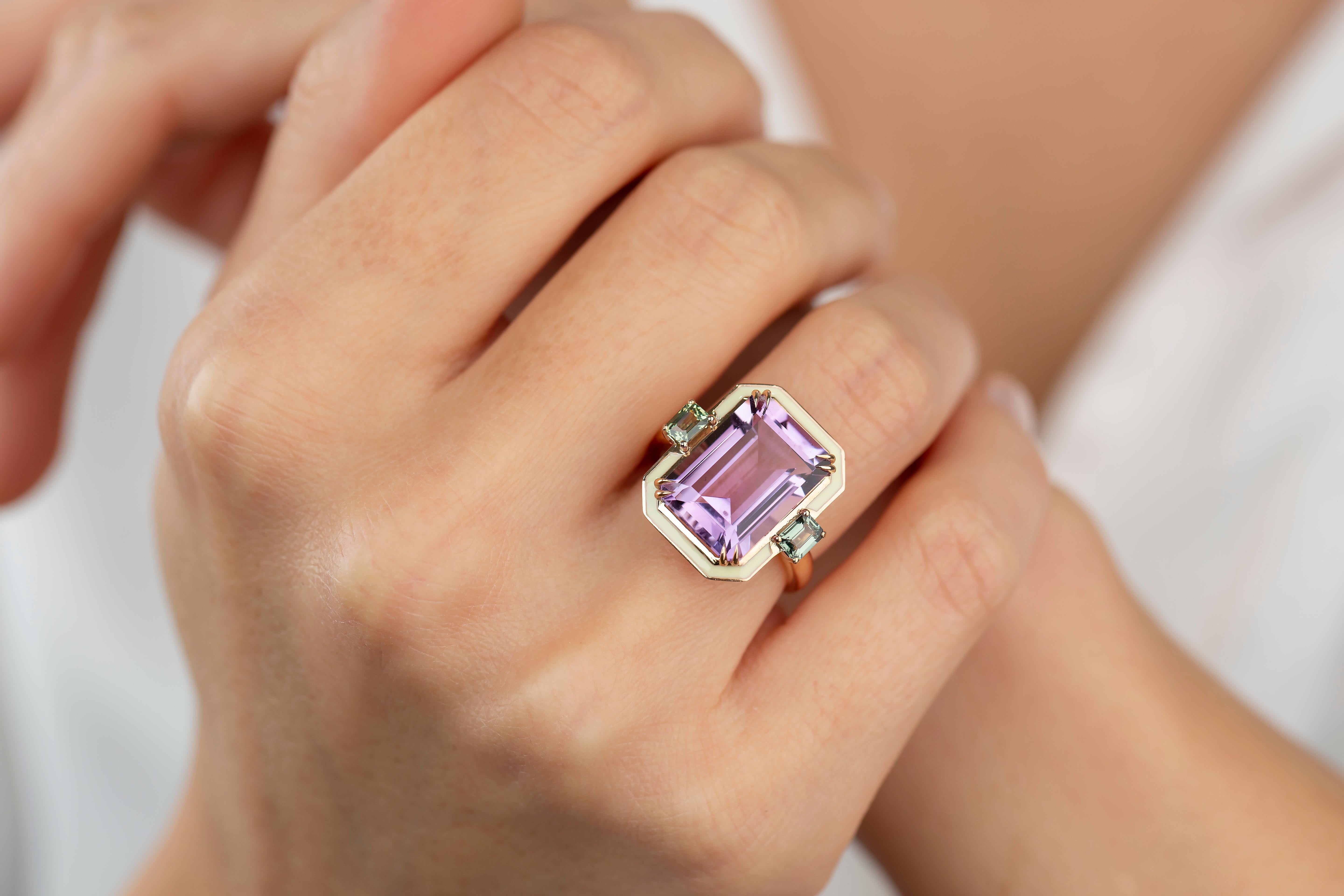 For Sale:  Art Deco Style 5.95 Ct. Amethyst and Sapphire 14K Gold Cocktail Ring 5