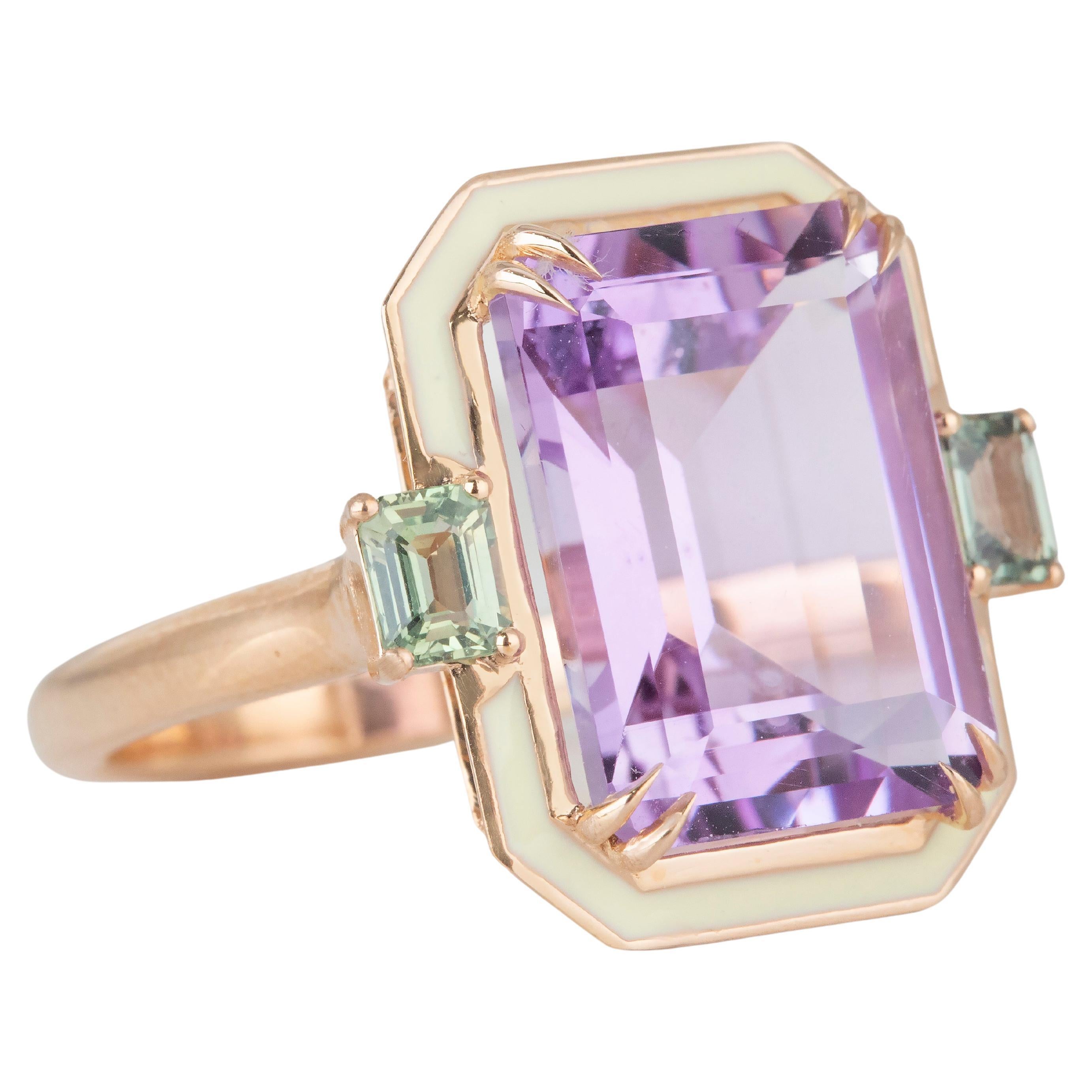 For Sale:  Art Deco Style 5.95 Ct. Amethyst and Sapphire 14K Gold Cocktail Ring 2