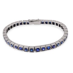 Art Deco style 6.00 carat total weight sapphire platinum tennis bracelet