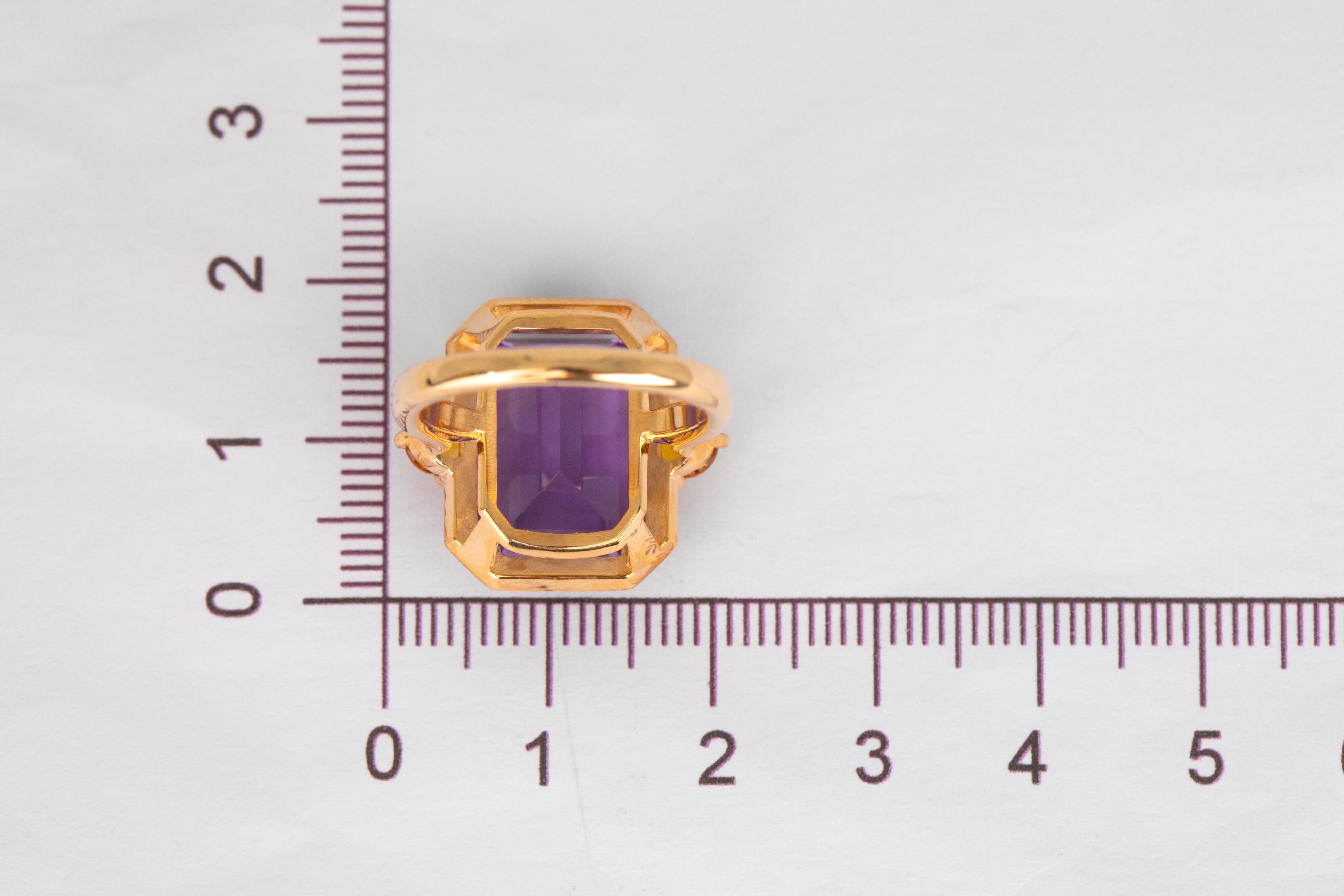 For Sale:  Art Deco Style 6.20 Ct Amethyst and Citrine 14K Gold Cocktail Ring 13