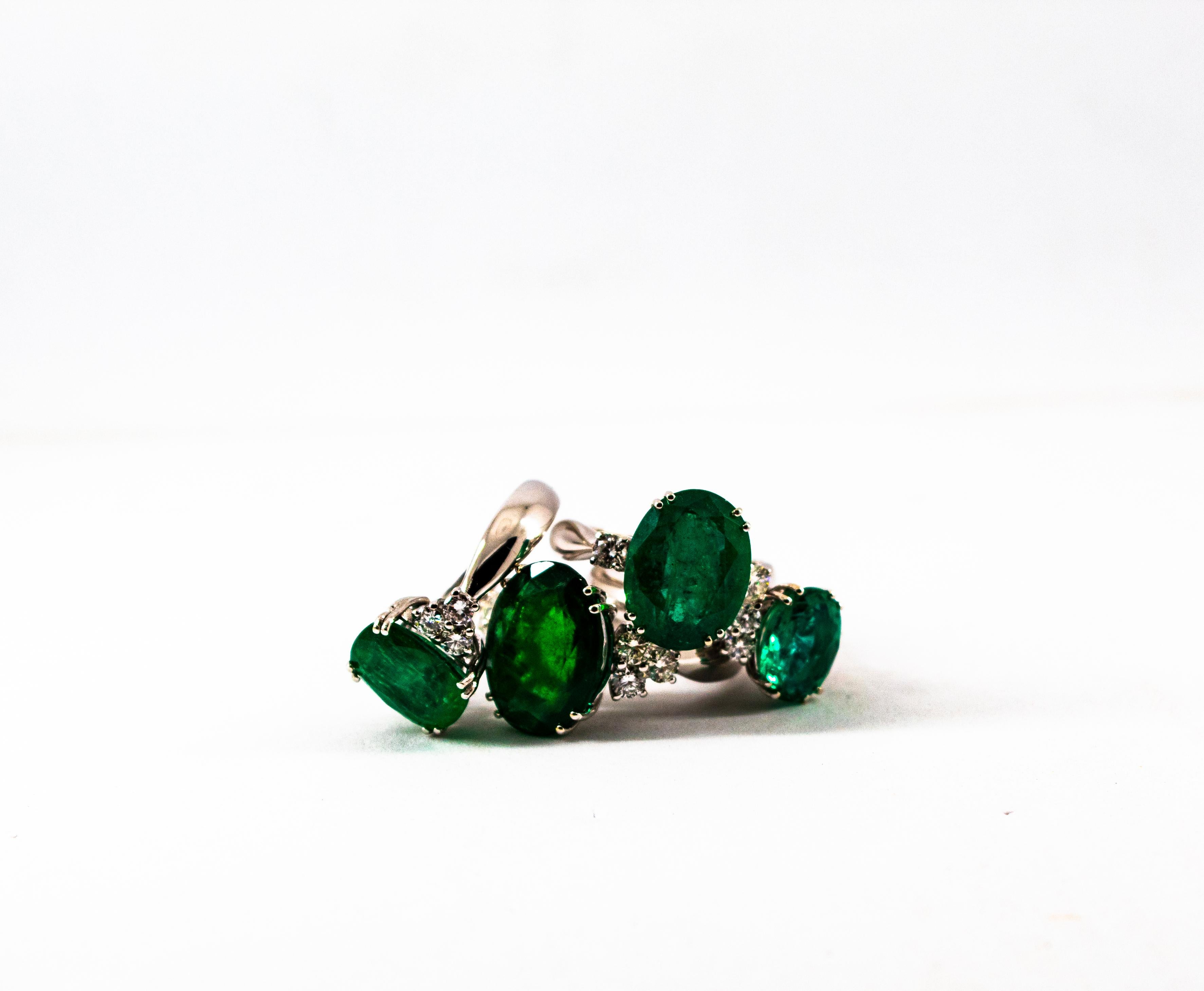 Art Deco Style 6.49 Carat Emerald White Diamond White Gold Cocktail Ring For Sale 9
