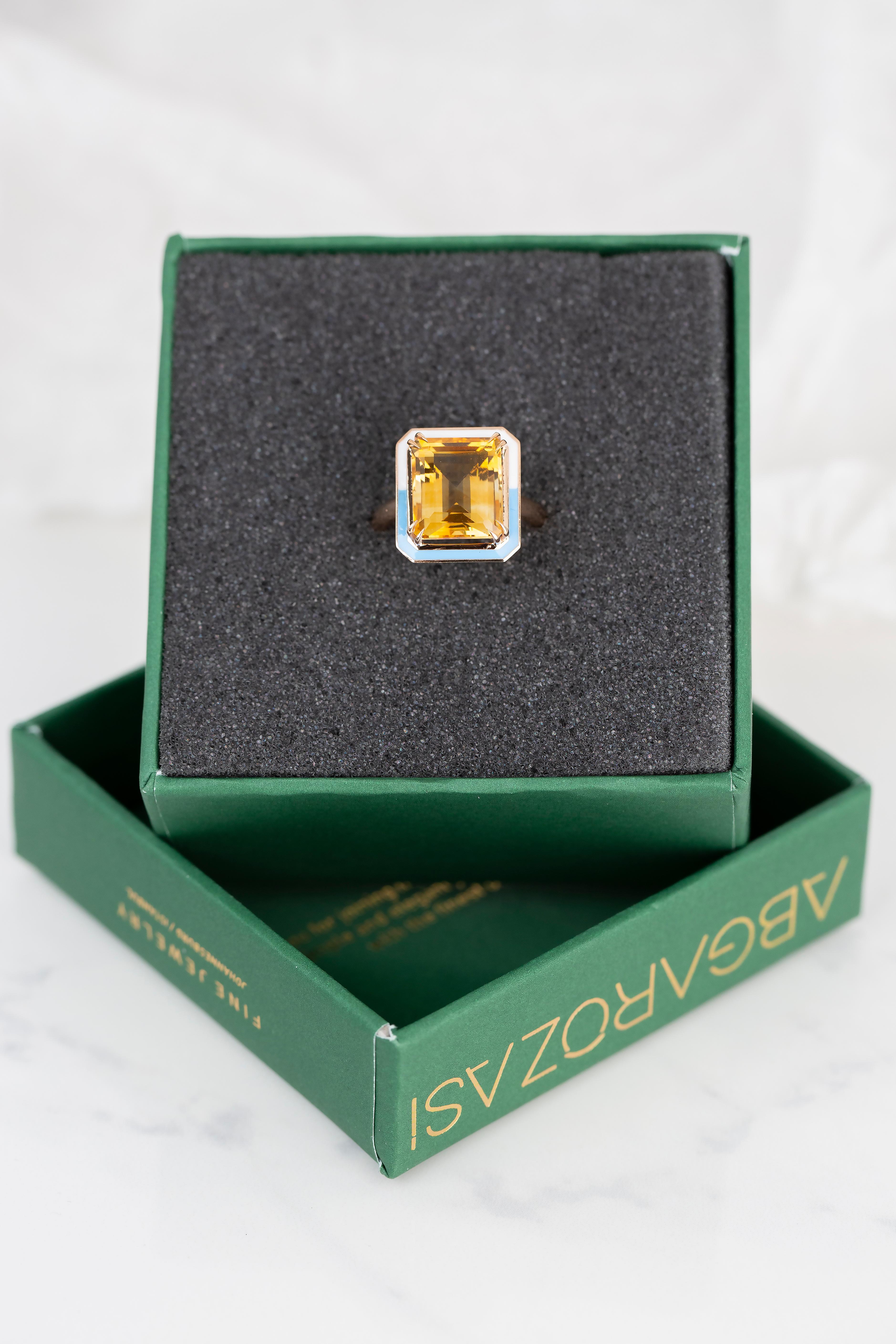 For Sale:  Art Deco Style 6.60 Ct Citrine 14K Gold Cocktail Ring 10