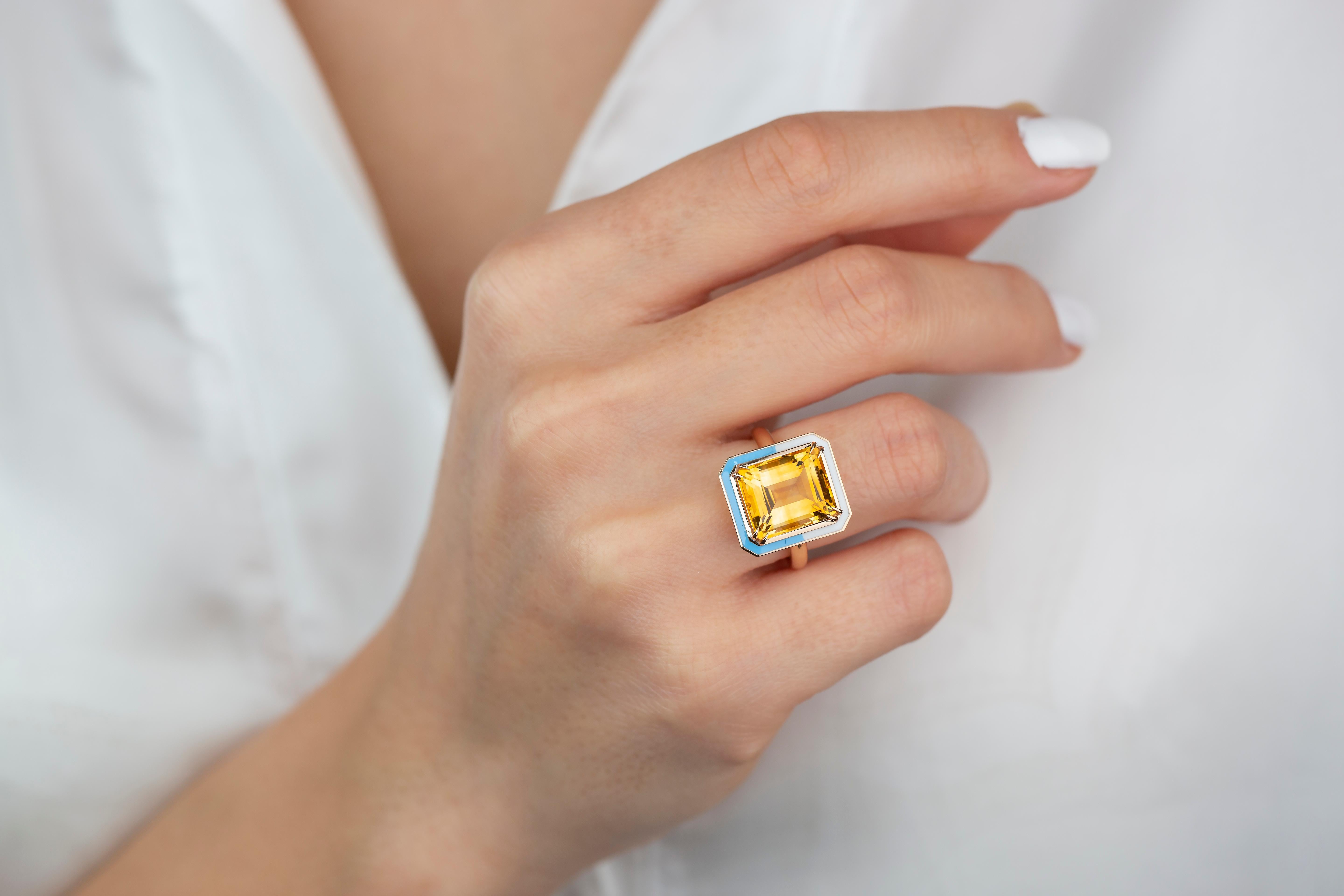 For Sale:  Art Deco Style 6.60 Ct Citrine 14K Gold Cocktail Ring 4