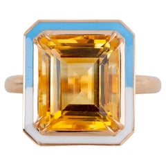 Art Deco Style 6.60 Ct Citrine 14K Gold Cocktail Ring