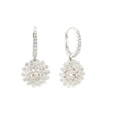 Art Deco Style 6.77 Carat Diamond Geometric Floral Starburst Drops in 18K Gold
