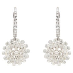Art Deco Style 6.77 Carat Diamond Geometric Floral Starburst Drops in 18K Gold