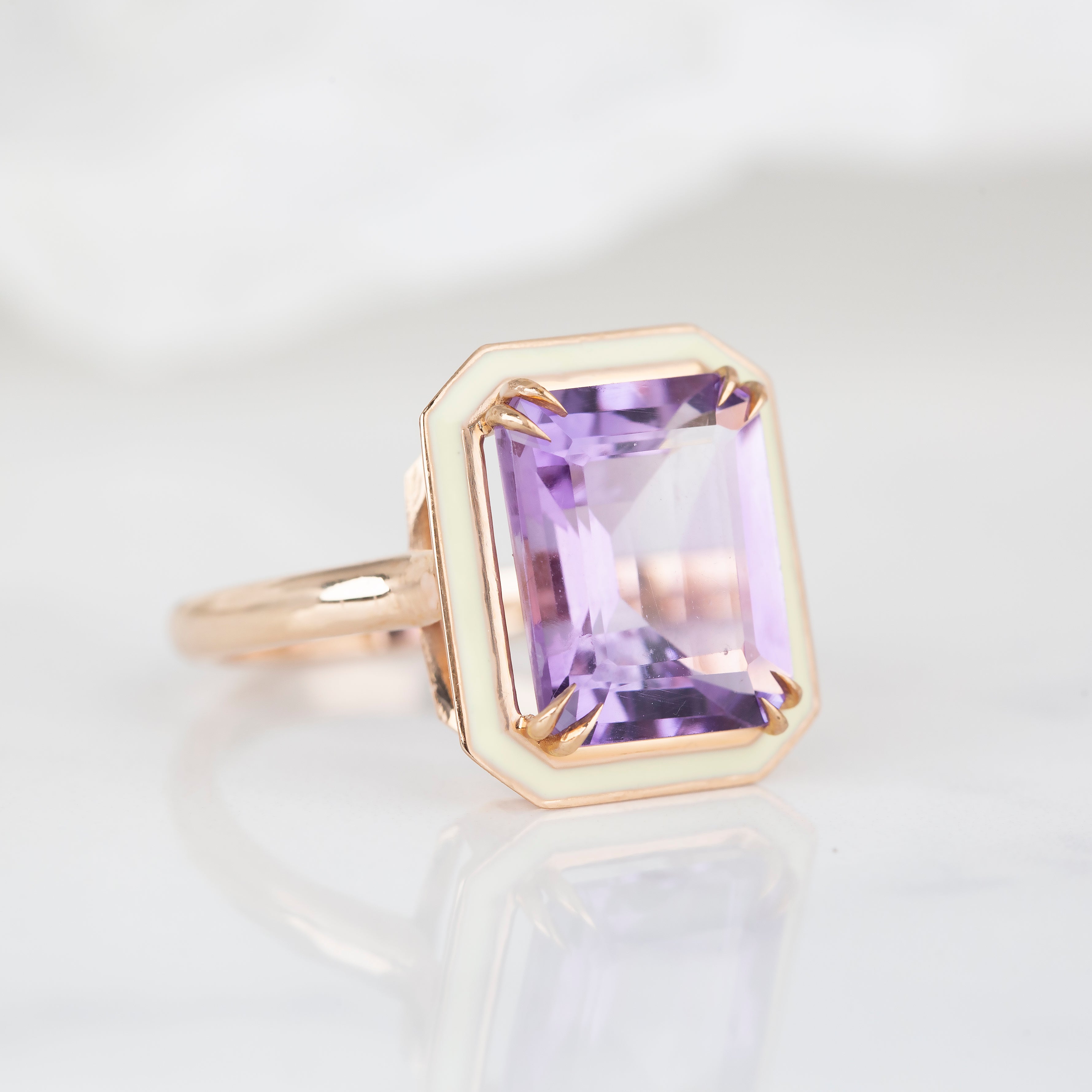 For Sale:  Art Deco Style 6.80 Ct. Amethyst 14K Gold Cocktail Ring 2