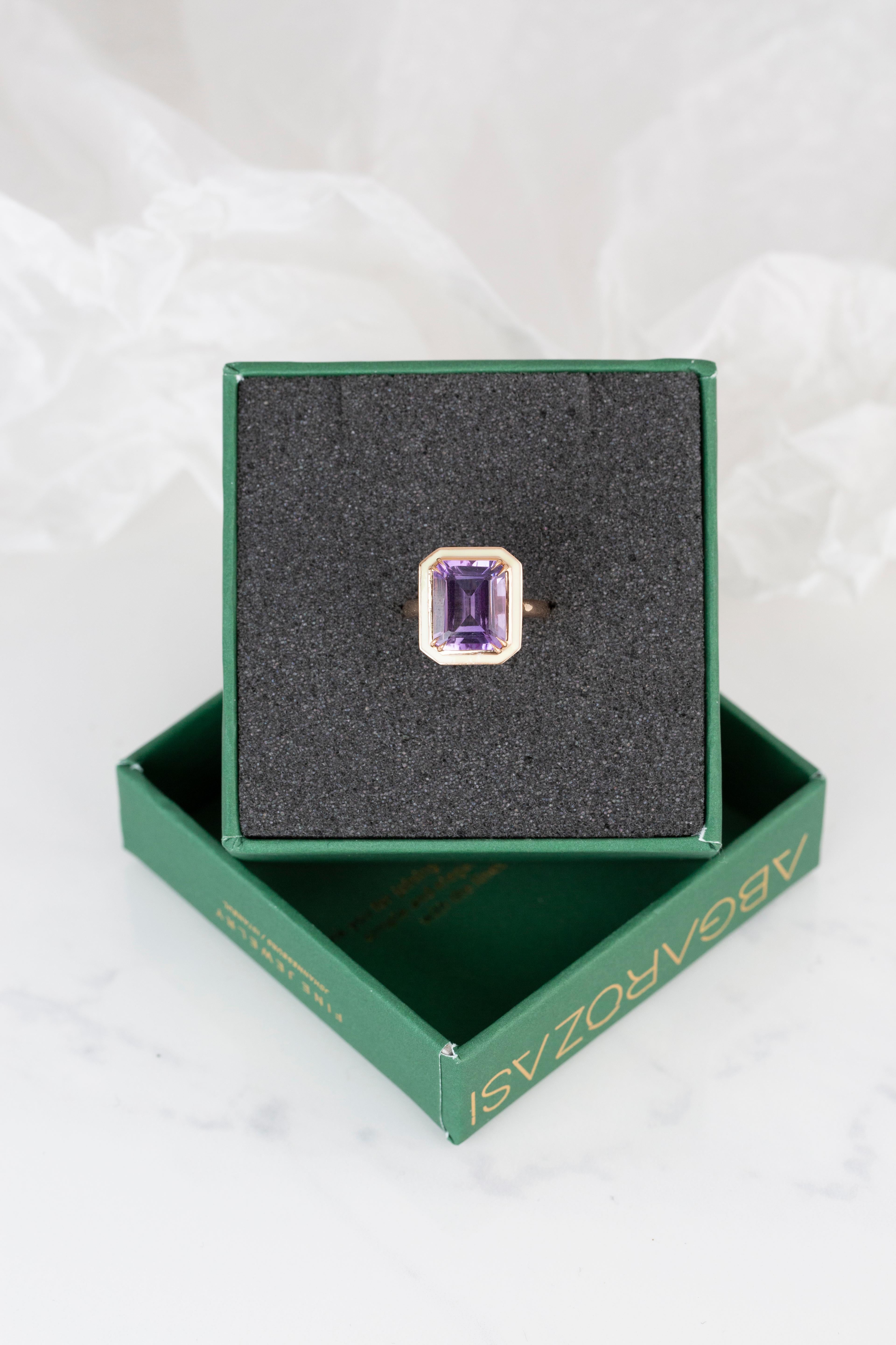 For Sale:  Art Deco Style 6.80 Ct. Amethyst 14K Gold Cocktail Ring 20