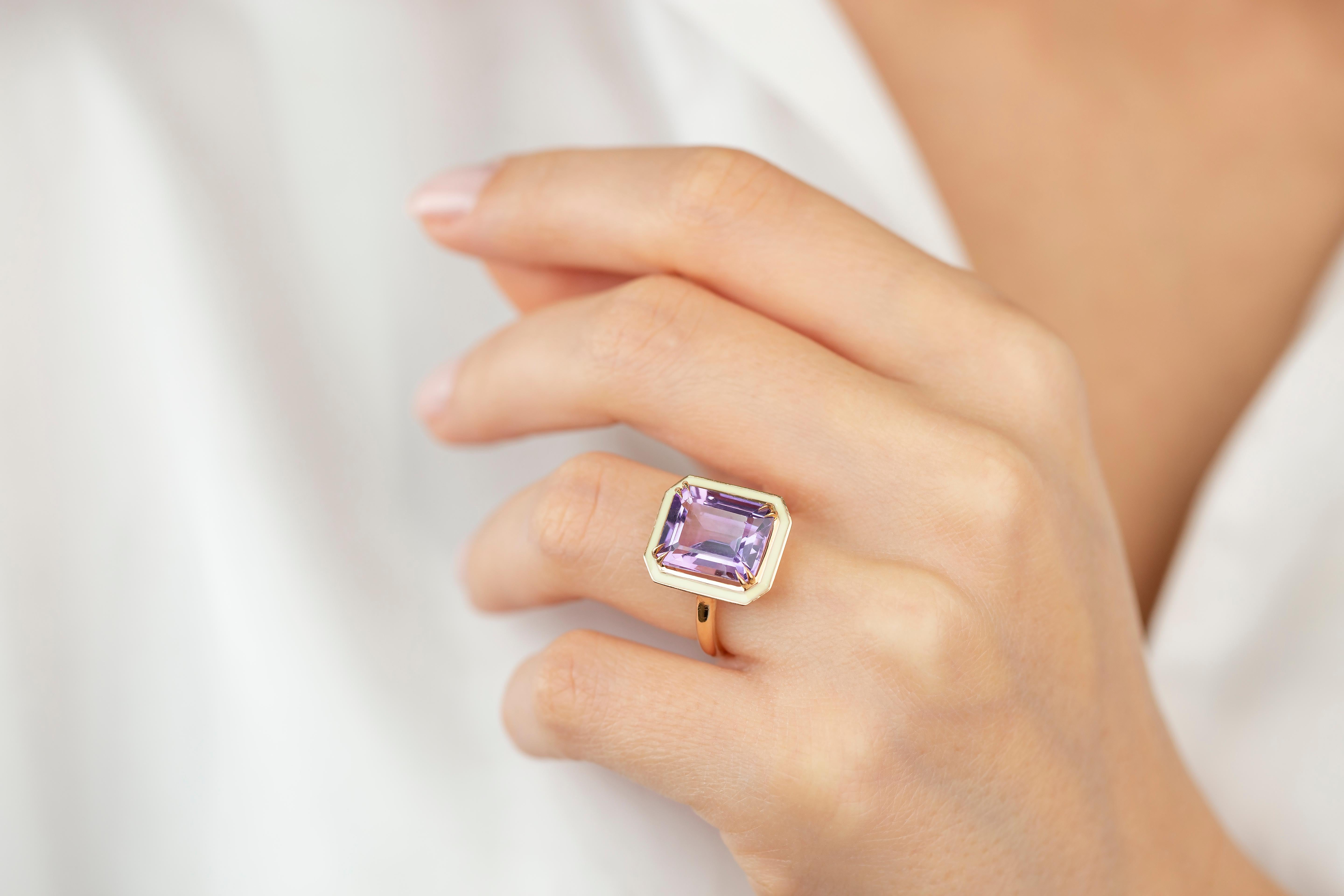 For Sale:  Art Deco Style 6.80 Ct. Amethyst 14K Gold Cocktail Ring 6