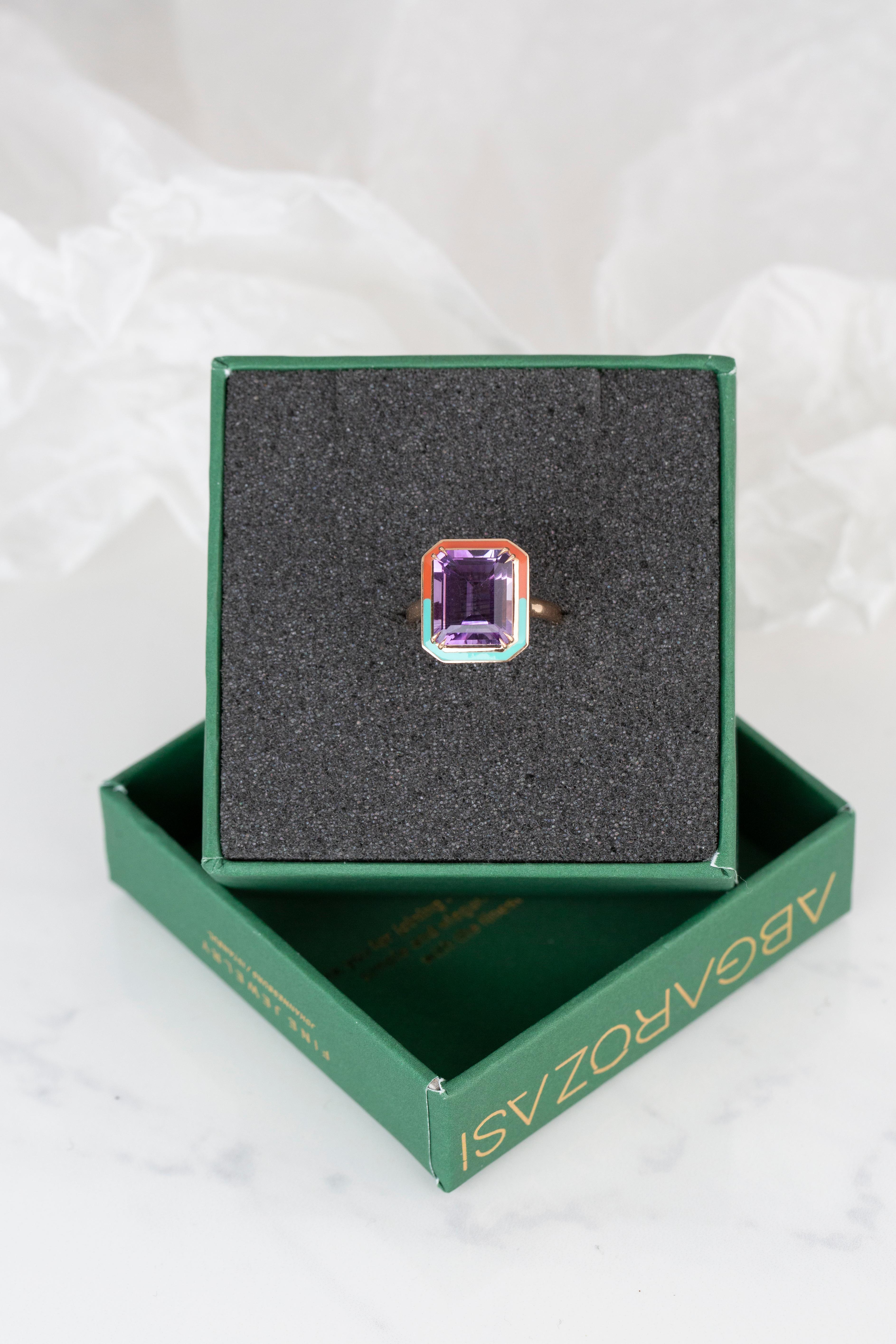 For Sale:  Art Deco Style 6.82 Ct. Amethyst 14k Gold Cocktail Ring 17