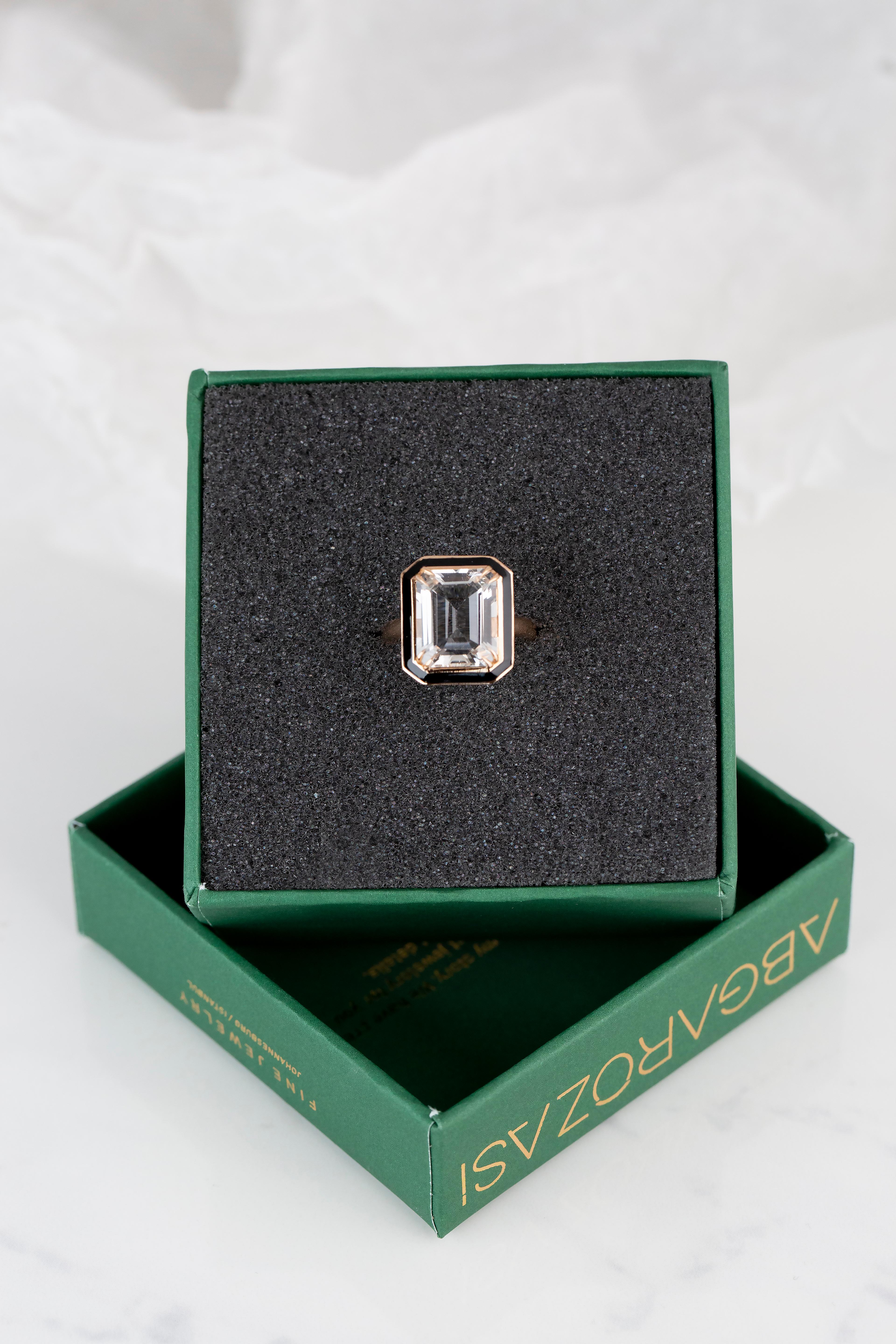 For Sale:  Art Deco Style 6.93 Ct. Topaz 14K Gold Cocktail Ring 5