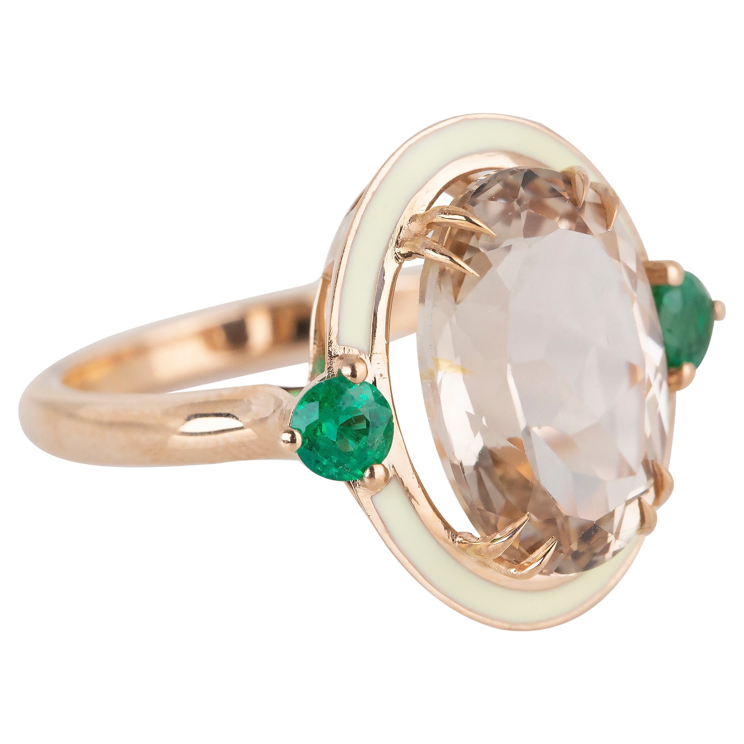 Im Angebot: Art-Déco-Stil 6.93 Karat. Topas und Smaragd 14K Gold Cocktail Ring () 2