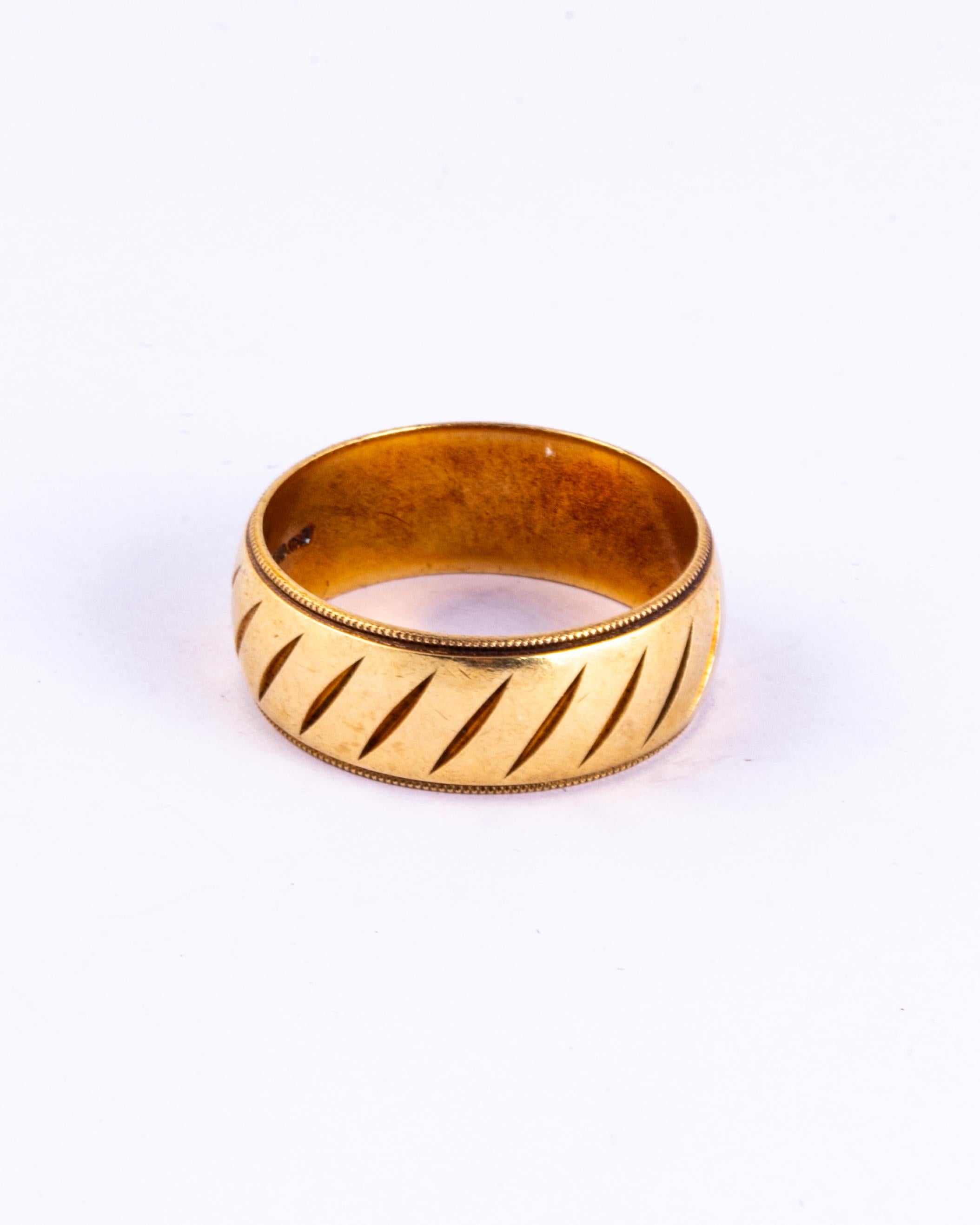 Art Deco Style 9 Carat Gold Fancy Band In Good Condition For Sale In Chipping Campden, GB