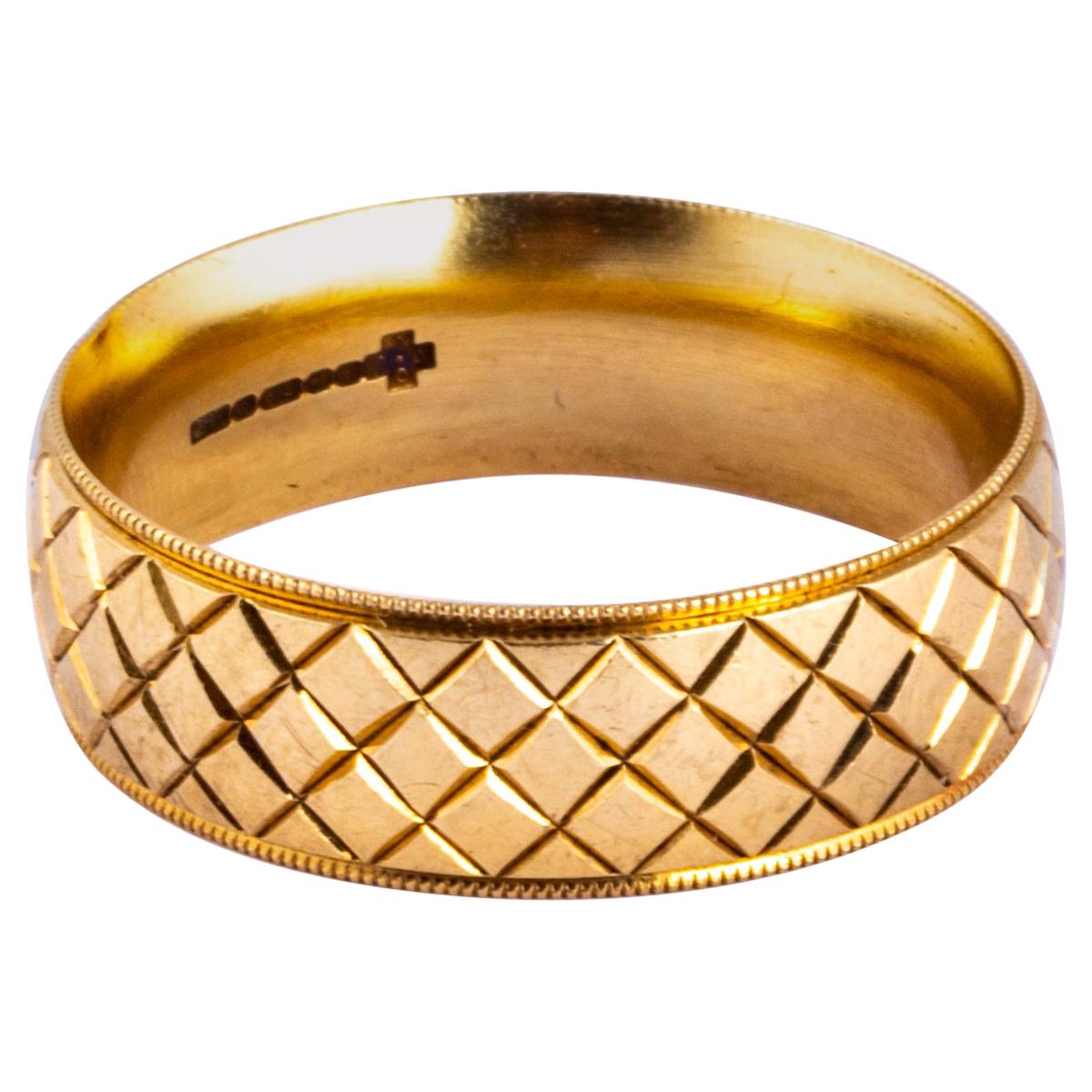 Art Deco Style 9 Carat Gold Fancy Band