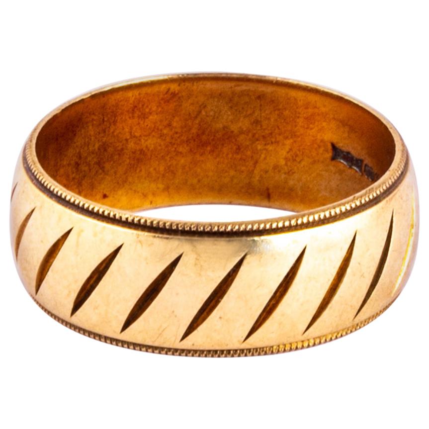 Art Deco Style 9 Carat Gold Fancy Band For Sale