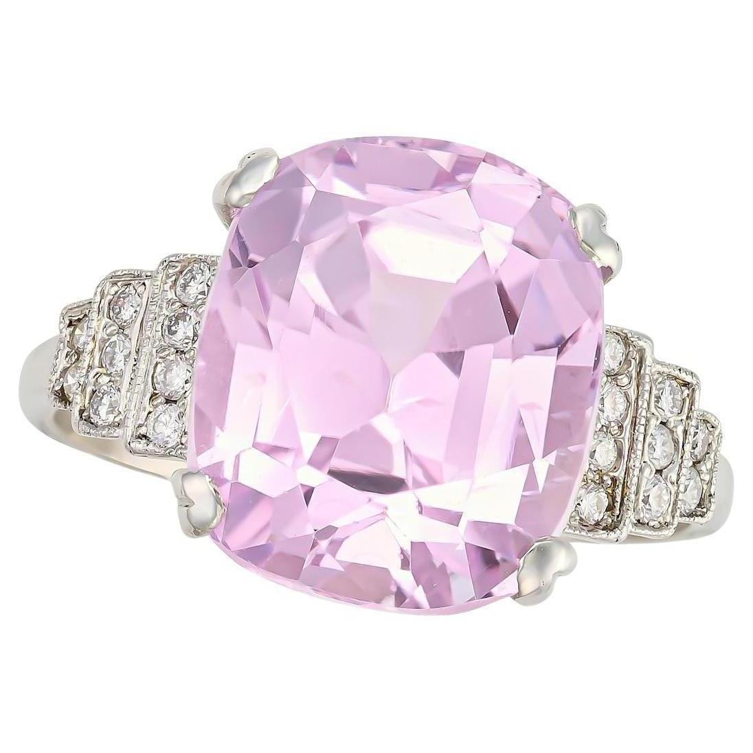 ART DECO STYLE 9.24 CARAT KUNZITE 
DIAMANT DRESS RING in PLATINUM im Angebot